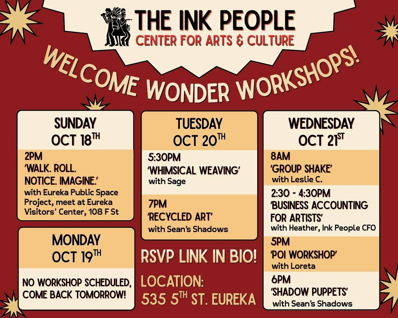 Announcing the Welcome Wonder Workshop Series! Creative activities offered by artists and culture bearers, all free for participants. Welcome artistic wonder at Ink People&rsquo;s new home! This line-up of free events will take place at 535 5th St. *
