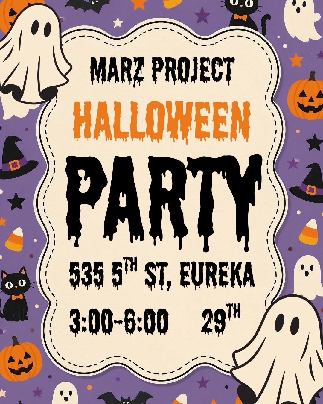 The MARZ Project Halloween party is this Thursday the 29th! Come on by 535 5th St during our drop-in hours (3 - 6 PM) for a spooky time!
