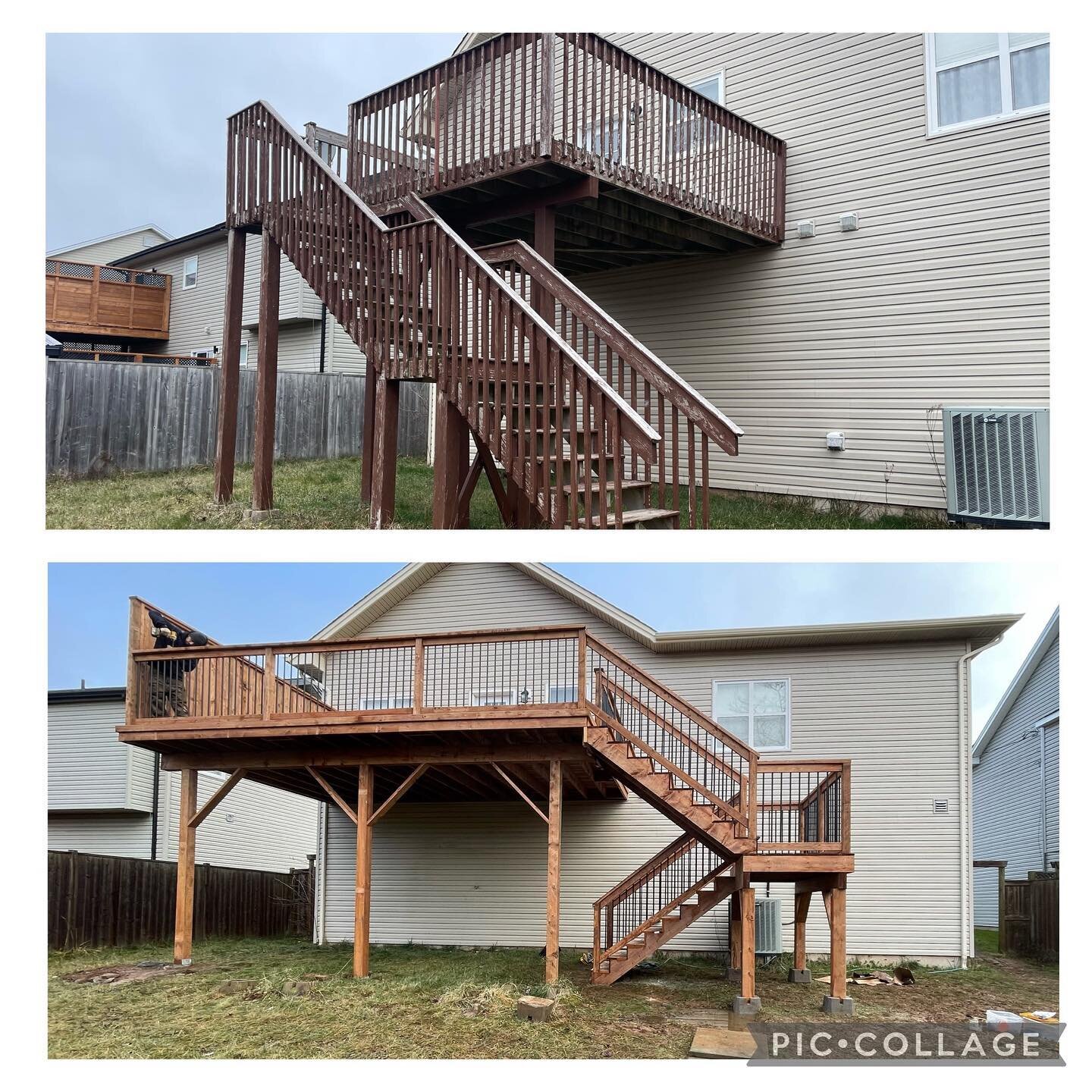 What a difference in this back yard! Remember your deck can become an extension of your living space, make the most of it! 
#blueridgebuilders #beforeandafter #wooddeck #transformation #halifaxcontractor