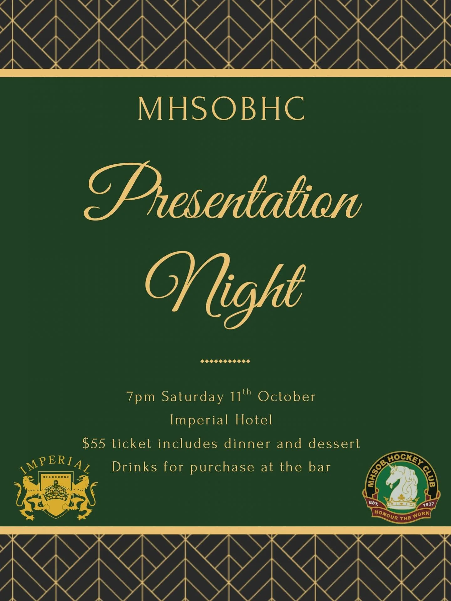 Presentation Night Is Here!

We are excited to announce tickets are now available to purchase for our Annual MHSOB HC Presentation Night. So, it&rsquo;s time to gather your teammates, dust off your glad rags, and buy a ticket. What a great excuse to 