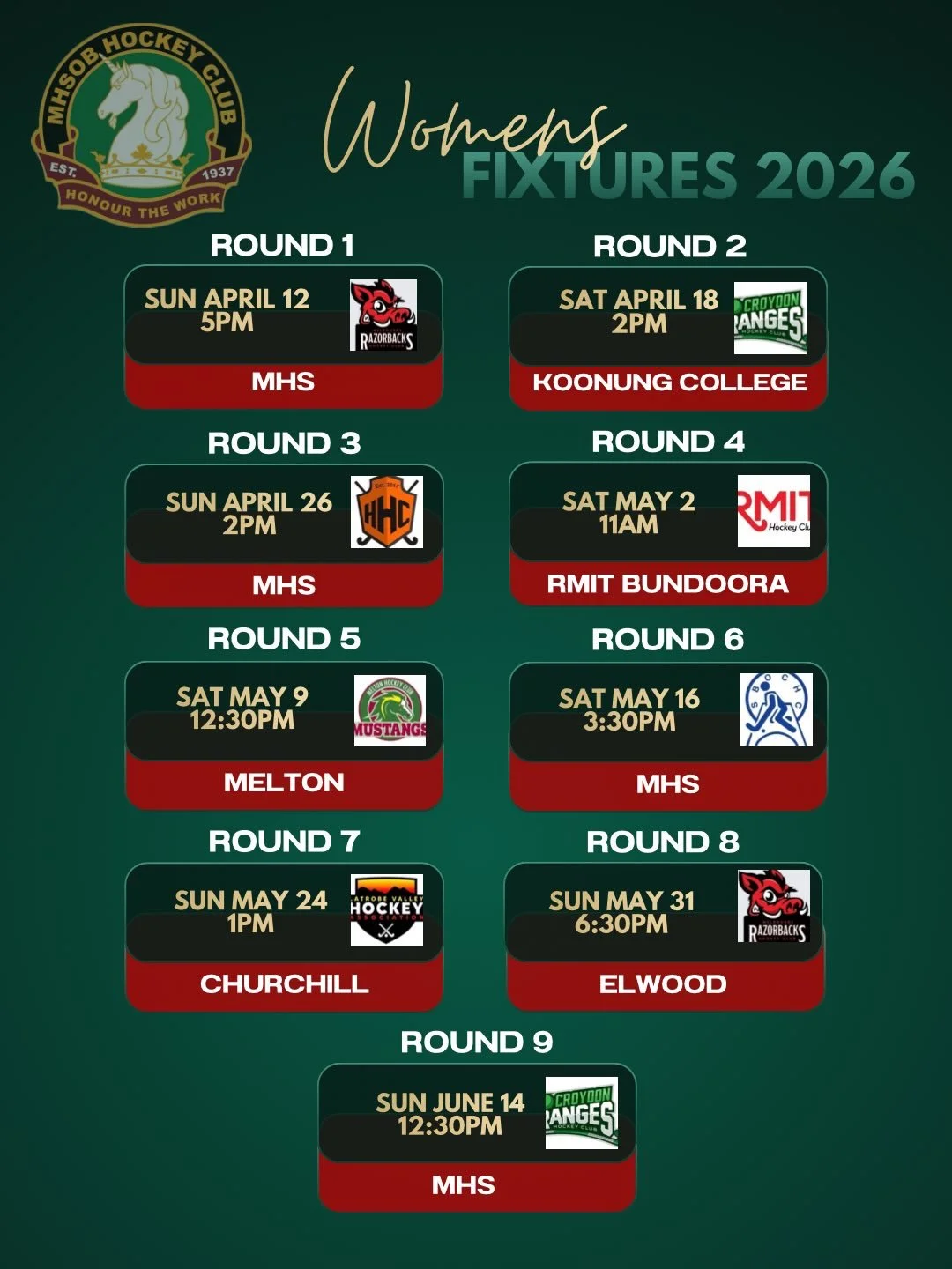 Women&rsquo;s VL3 2026 fixtures 

Please note fixtures are subject to change and the Hockey Vic app/website should be checked for updates