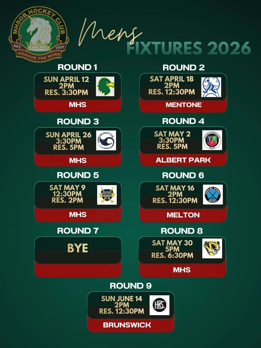 Men&rsquo;s VL2 Seniors and Reserves 2026 fixtures 

Please note fixtures are subject to change and the Hockey Vic app/website should be checked for updates