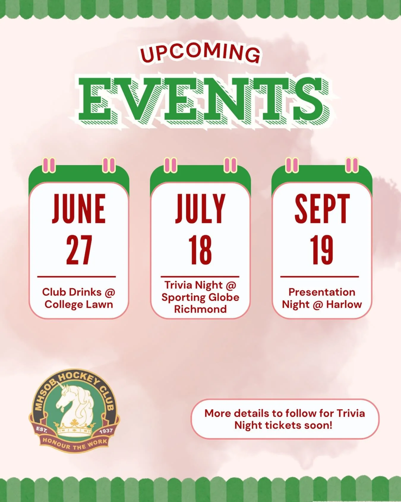 Get your diaries out, mark your calendars, save the dates! Our biggest club nights of the year are locked and loaded! More details for Trivia ticket sales coming very soon!!