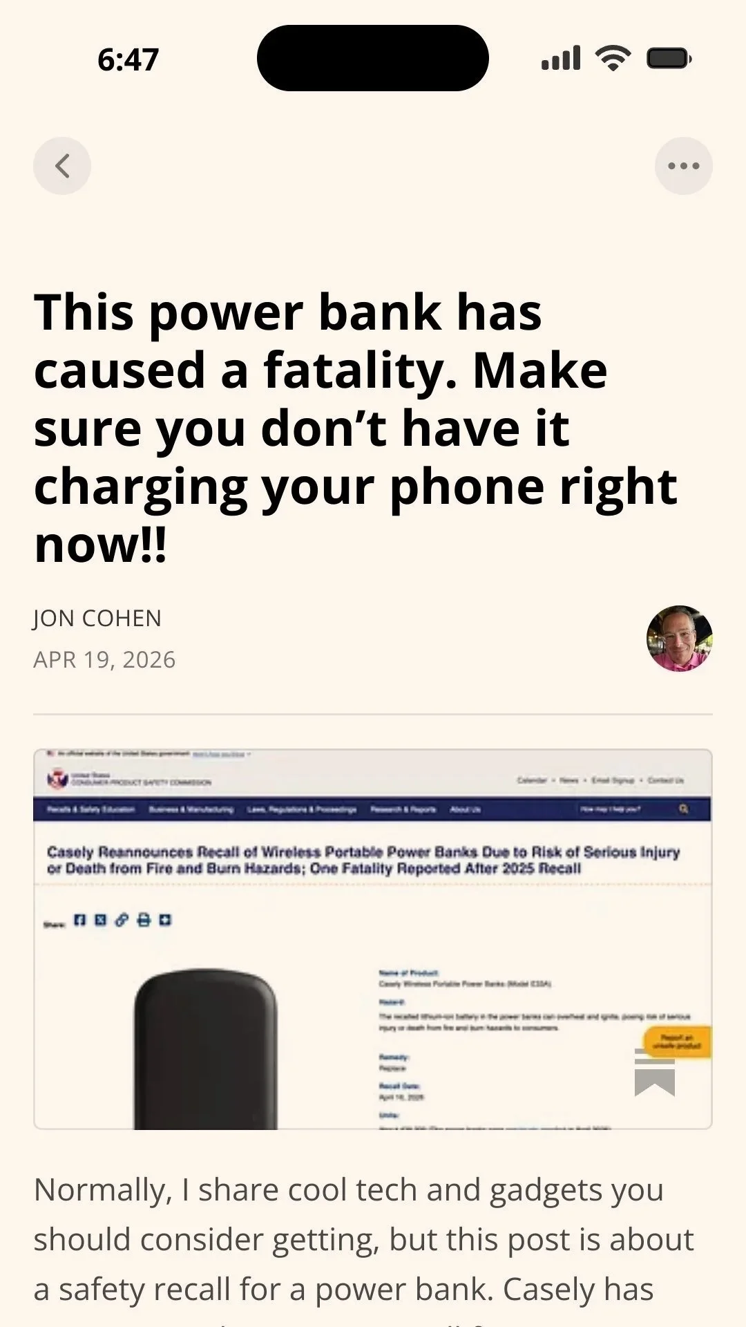 This power bank has caused a fatality. Make sure you don't have it charging your phone right now!!