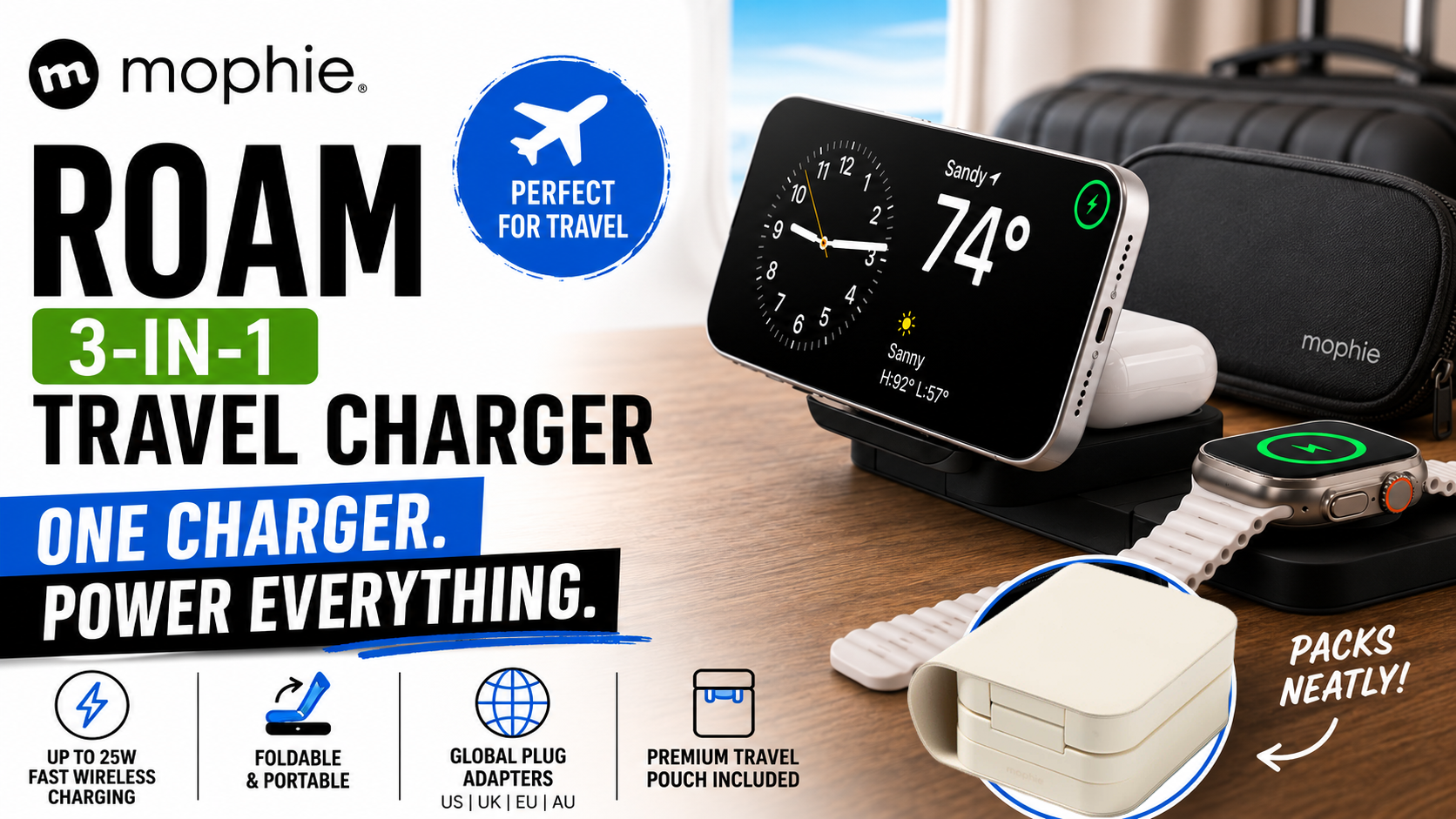 Ready to Roam Whenever You Go! mophie’s New Roam 3-in-1 Travel Charger