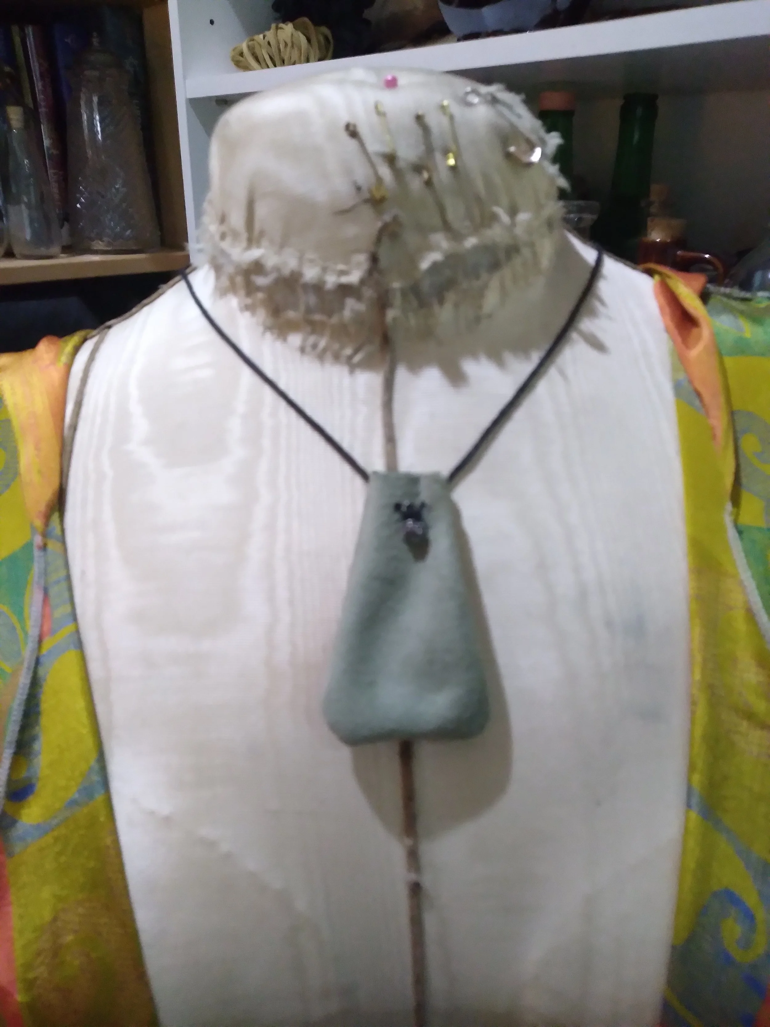 soft green leather, rose charm