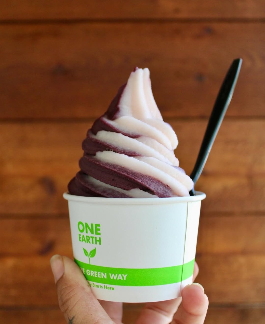 Organic Soft Serve Swirled with Acai Soft Serve