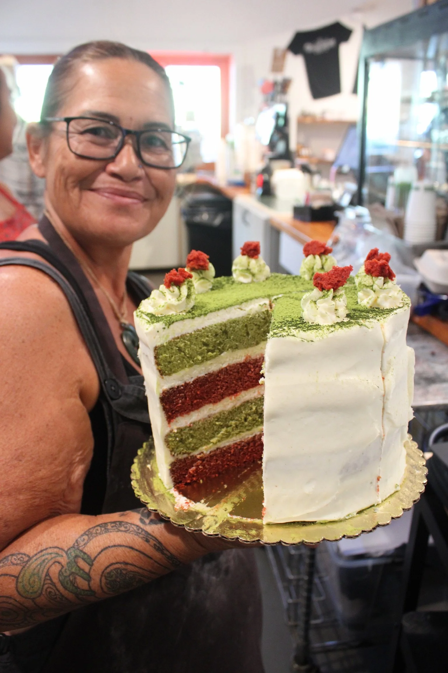Slices of fresh baked cakes in our Grab N' Go pastry case!