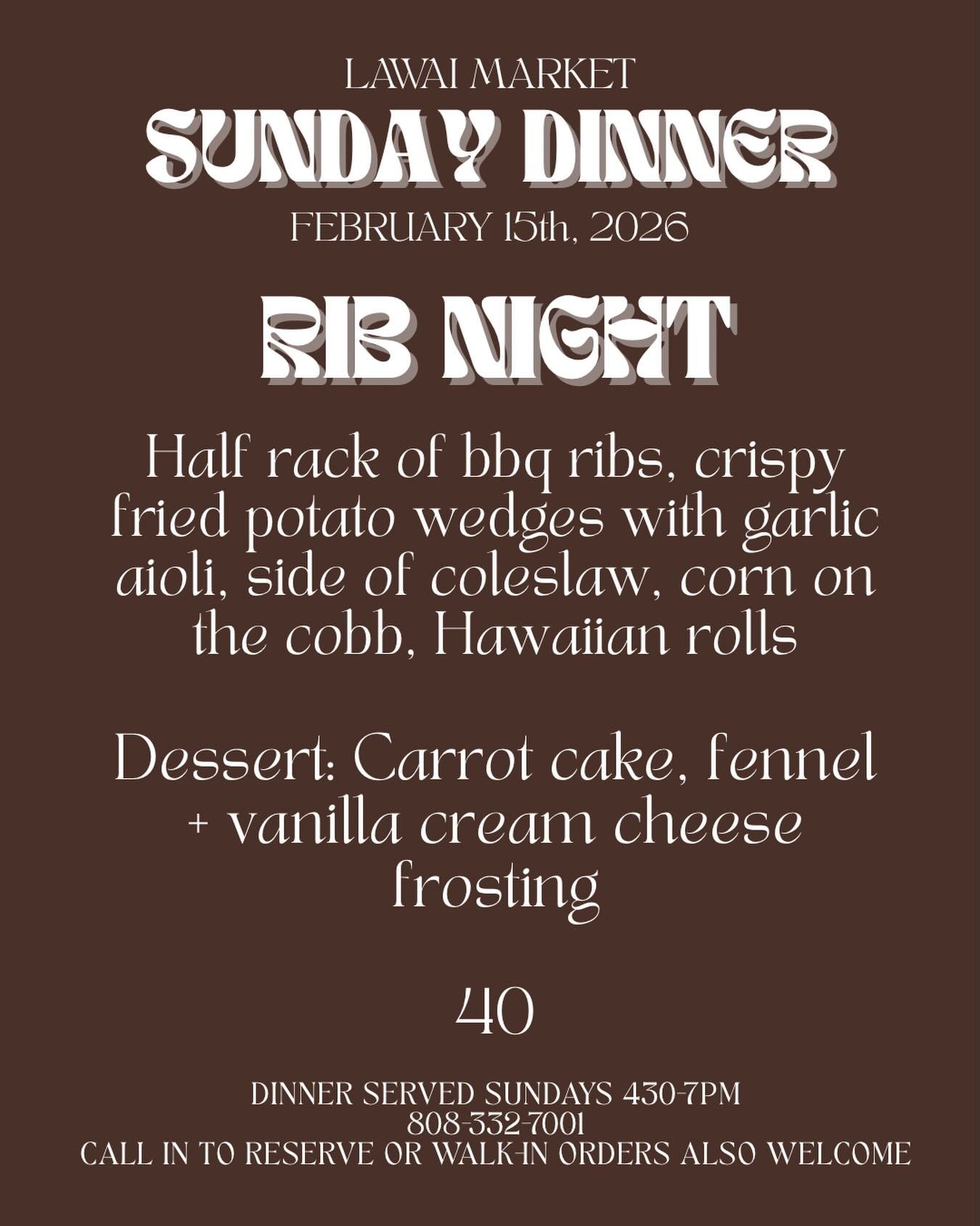 Tag a friend for a chance to win a free SUNDAY Night Dinner from Lawai Market! 
Winner must be following @lawaimarket 
Must be on Kaua&rsquo;i and able to pick up on SUNDAY between 430-7pm
Winner to be announced Saturday
1 comment = 1 entry unlimited