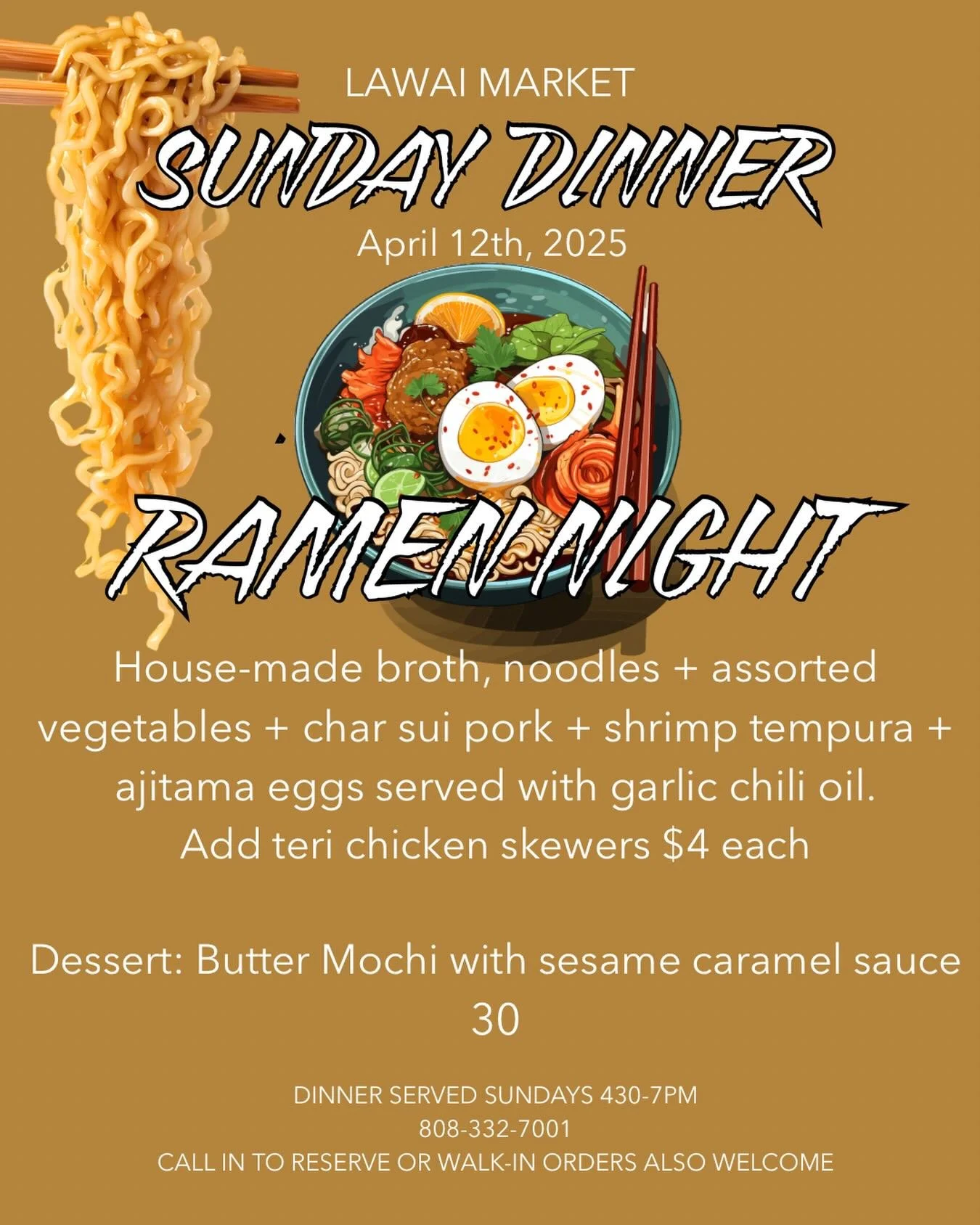 Tag a friend for a chance to win a free SUNDAY Night Dinner from Lawai Market! 
Winner must be following @lawaimarket 
Must be on Kaua&rsquo;i and able to pick up on SUNDAY between 430-7pm
Winner to be announced Saturday
1 comment = 1 entry unlimited