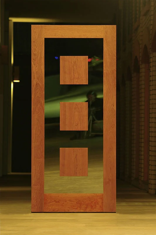 Modern Cherry Door with Bronze Reflective Glass & Floating Panels