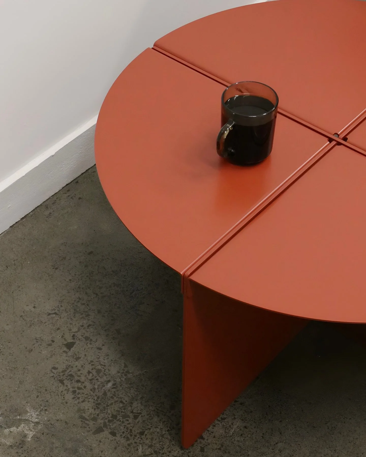 &lsquo;Chris Cross &mdash; Coffee Table&rsquo; in matte brick red 🧱

Stocked in raw aluminium and powder-coated to your colour choice 🎨

Designed and manufactured in Auckland, New Zealand. Shipped worldwide 🌍 

#oddthing #nzmade #coffeetable