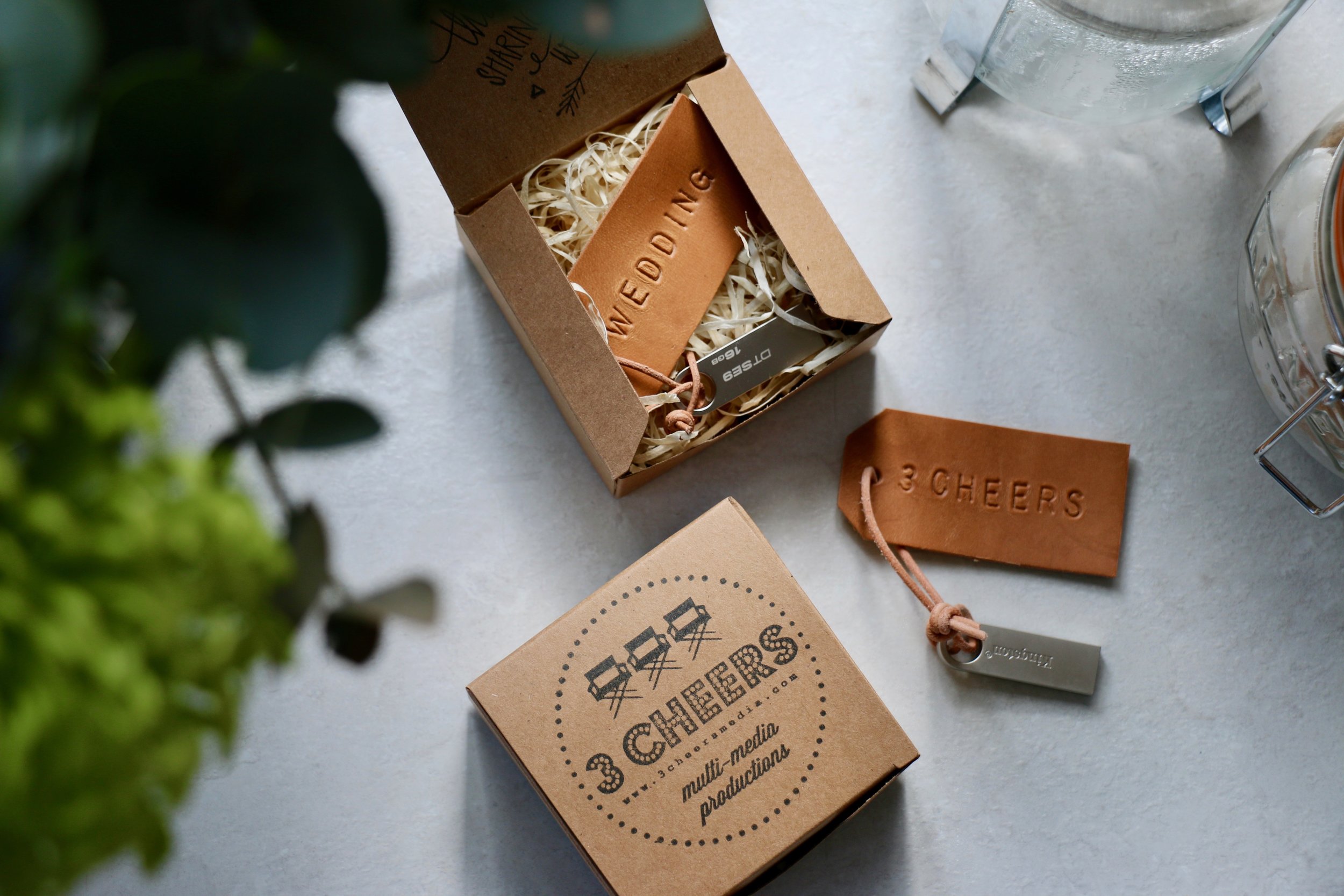 Luxury wedding film USB and branded packaging from Essex wedding videographer 3 Cheers Media