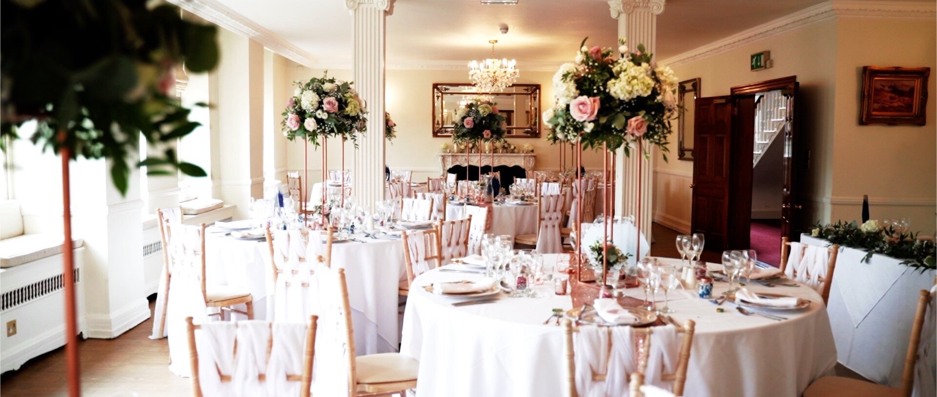 Quendon Hall wedding breakfast set up.jpg