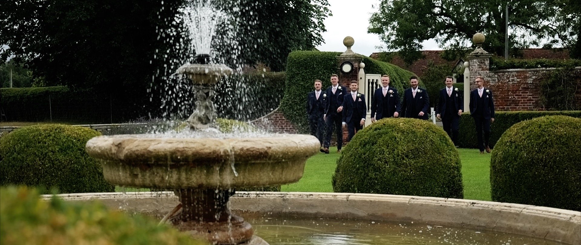 The groomsmen arrive at Quendon Hall - wedding video - 3 Cheers Media.jpg