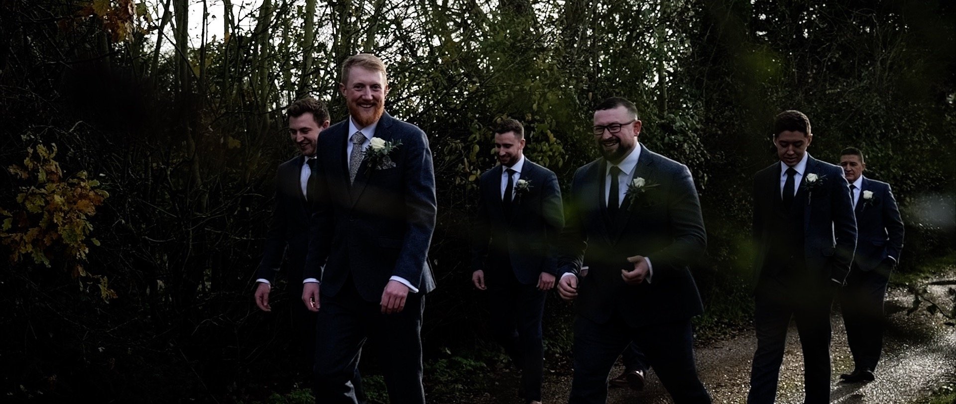 Apton Hall Wedding Videography - 3 Cheers Media - Walking groomsmen.jpg