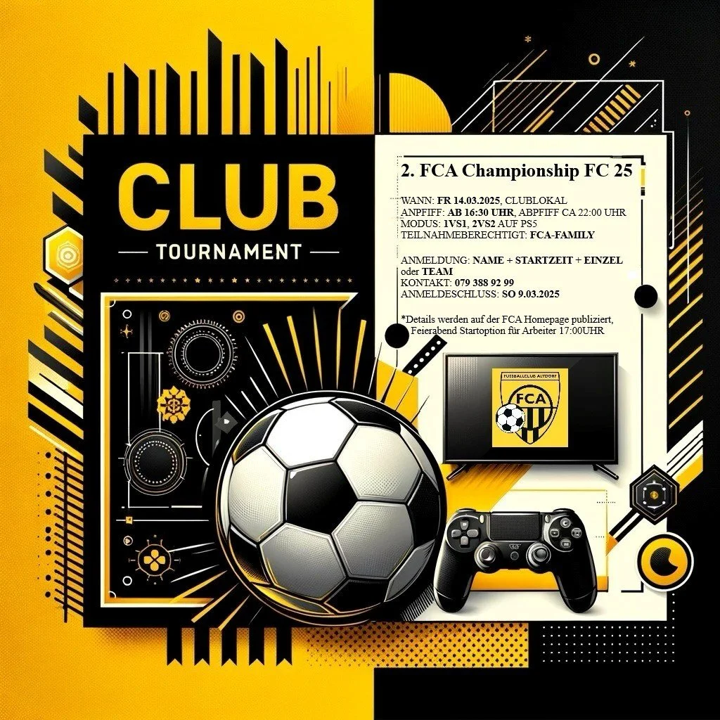 ANMELDUNG ZUM 2. FCA E-SPORT FUSSBALLTURNIER (FC 25)