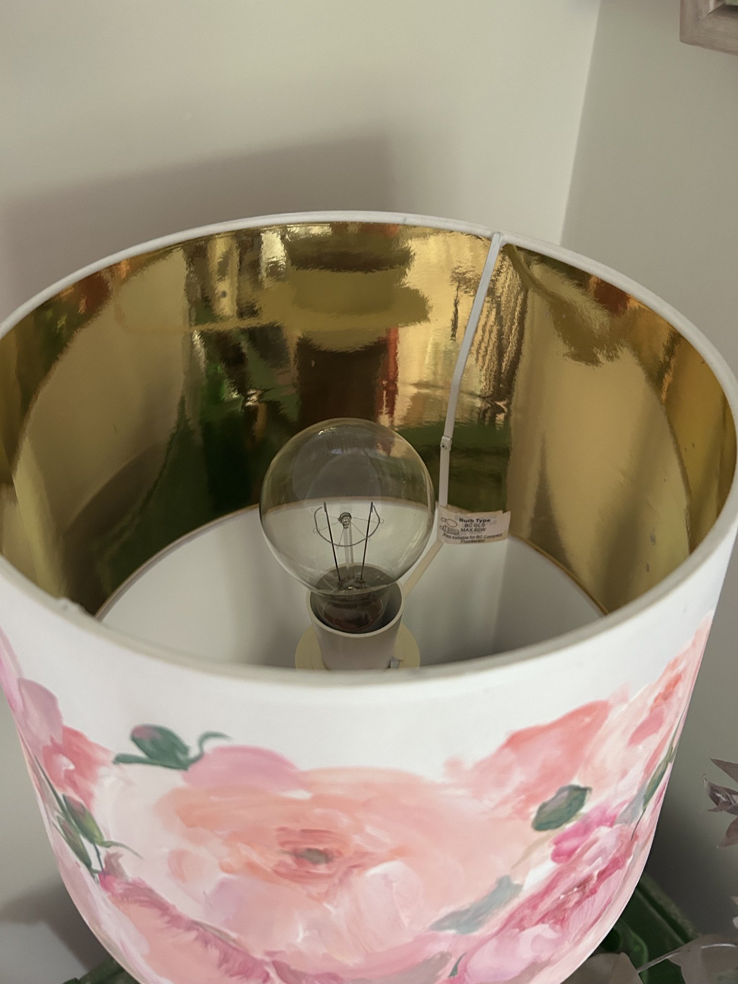 Hand painted pink peony lampshade