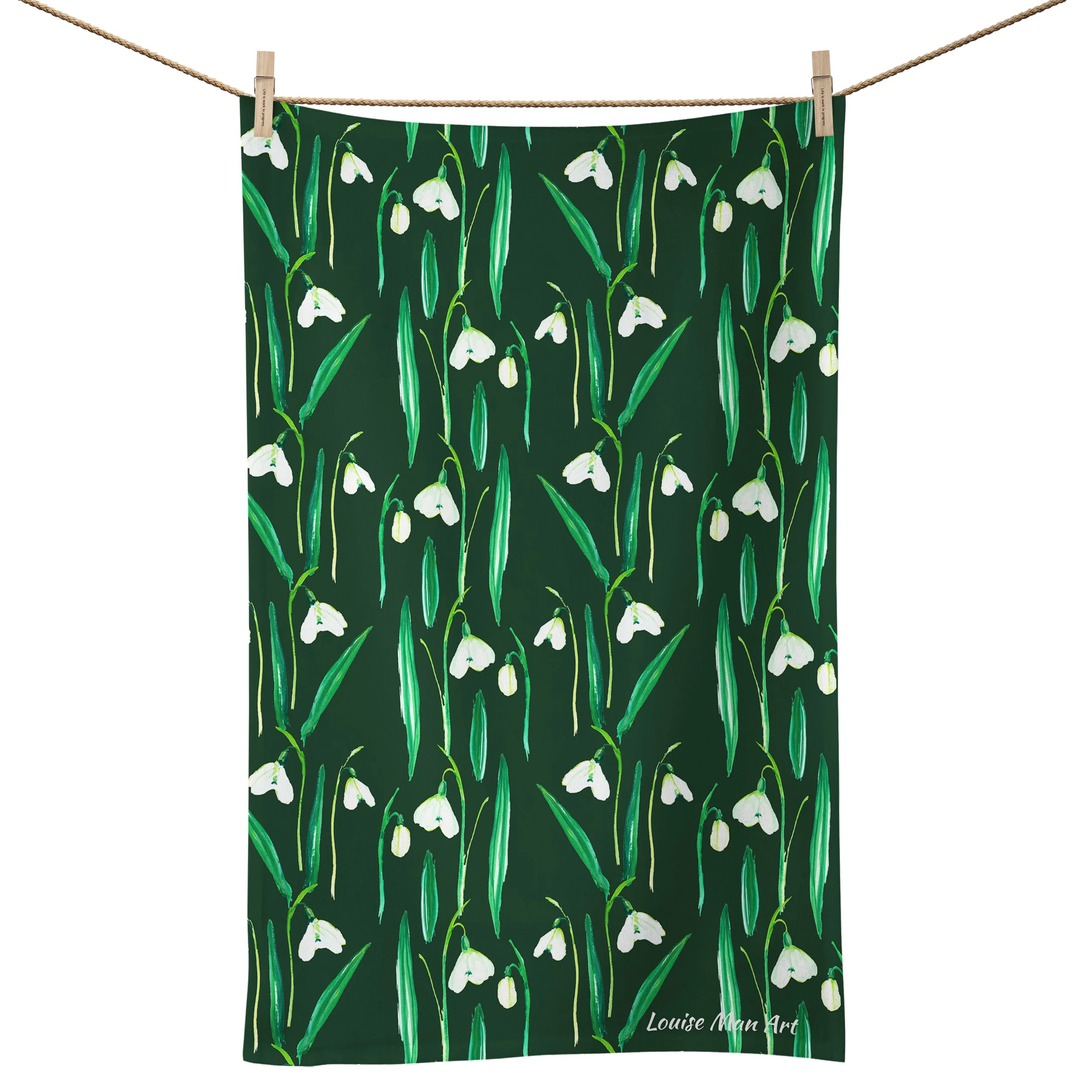 Snowdrop tea towel by Louise Man