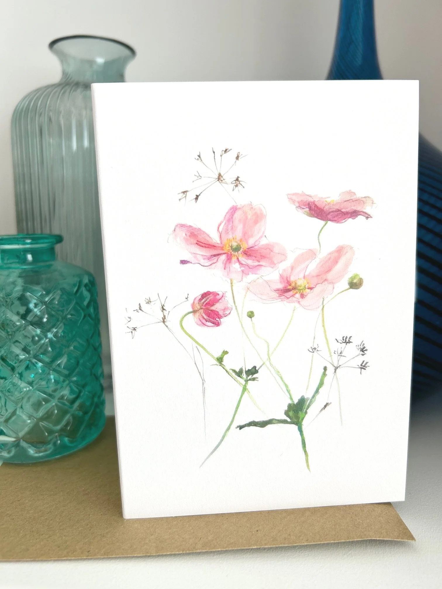 Japanese Anemones card by Louise Man
