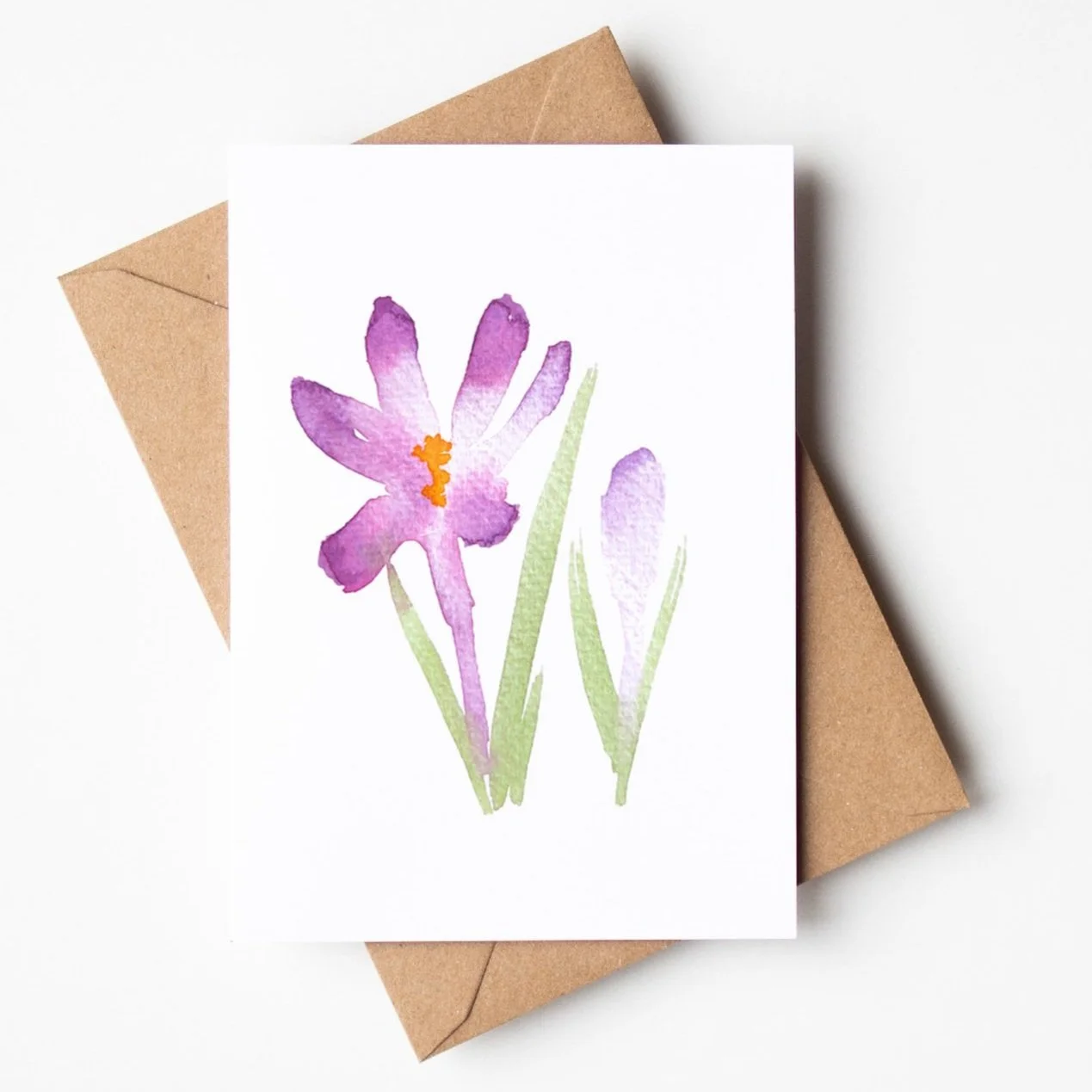 Single crocus greetings card by Louise Man