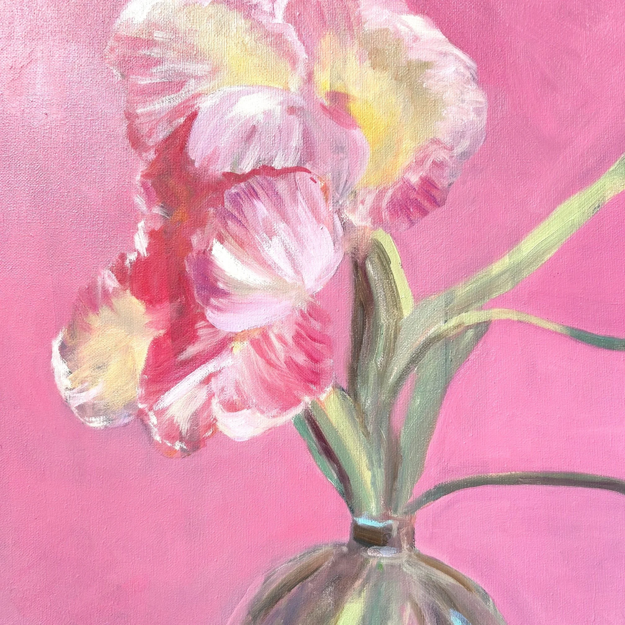 Frilled pink tulips in a vase oil painting by Louise Man Art