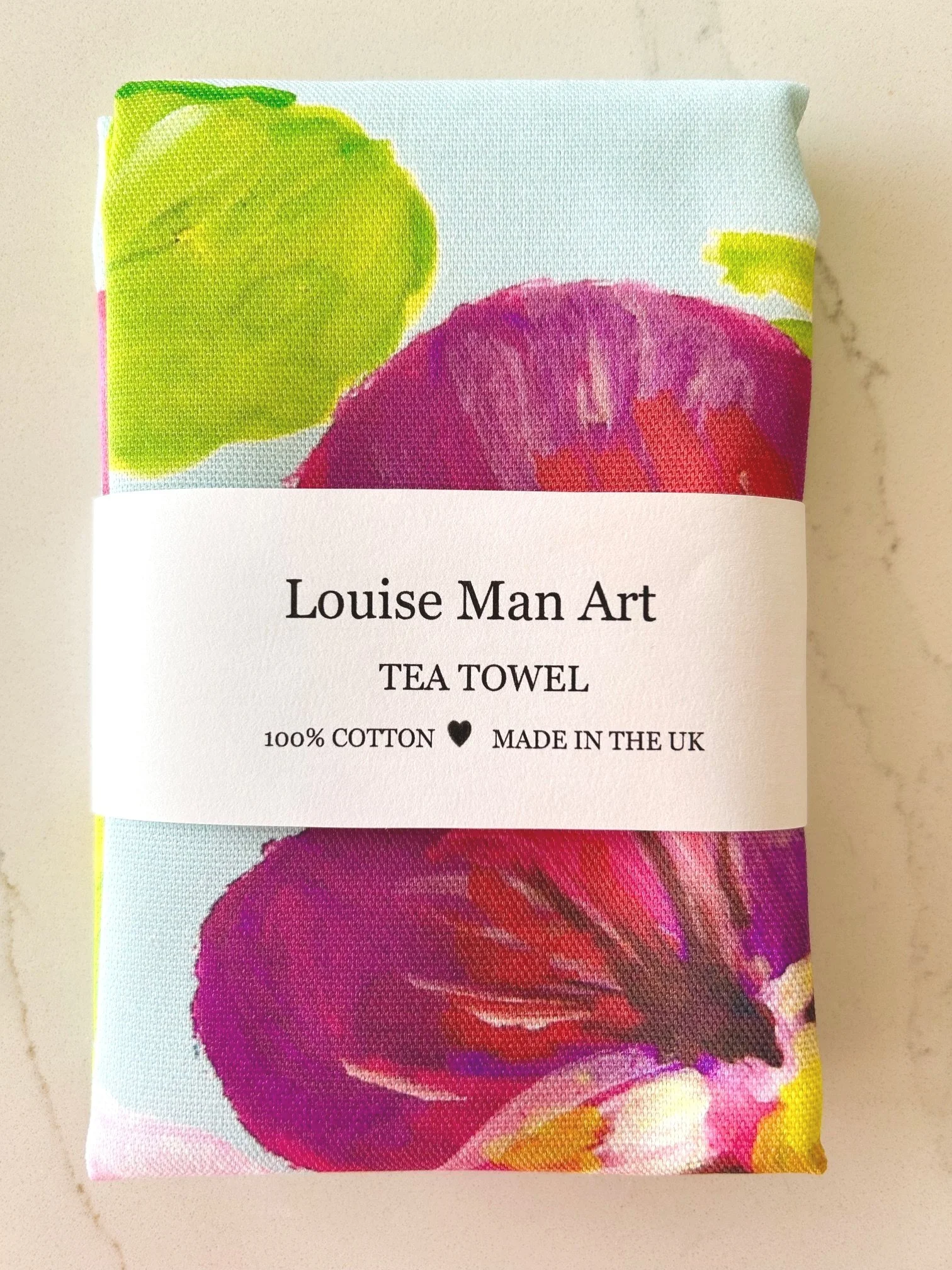 Pansies tea towel by Louise Man