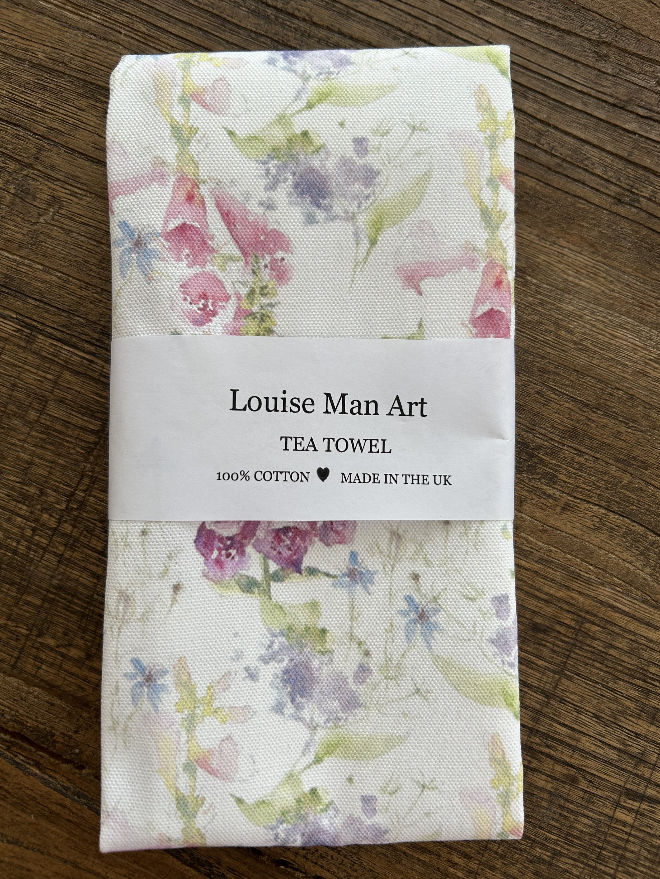 Foxglove Tea Towel by Louise Man Art