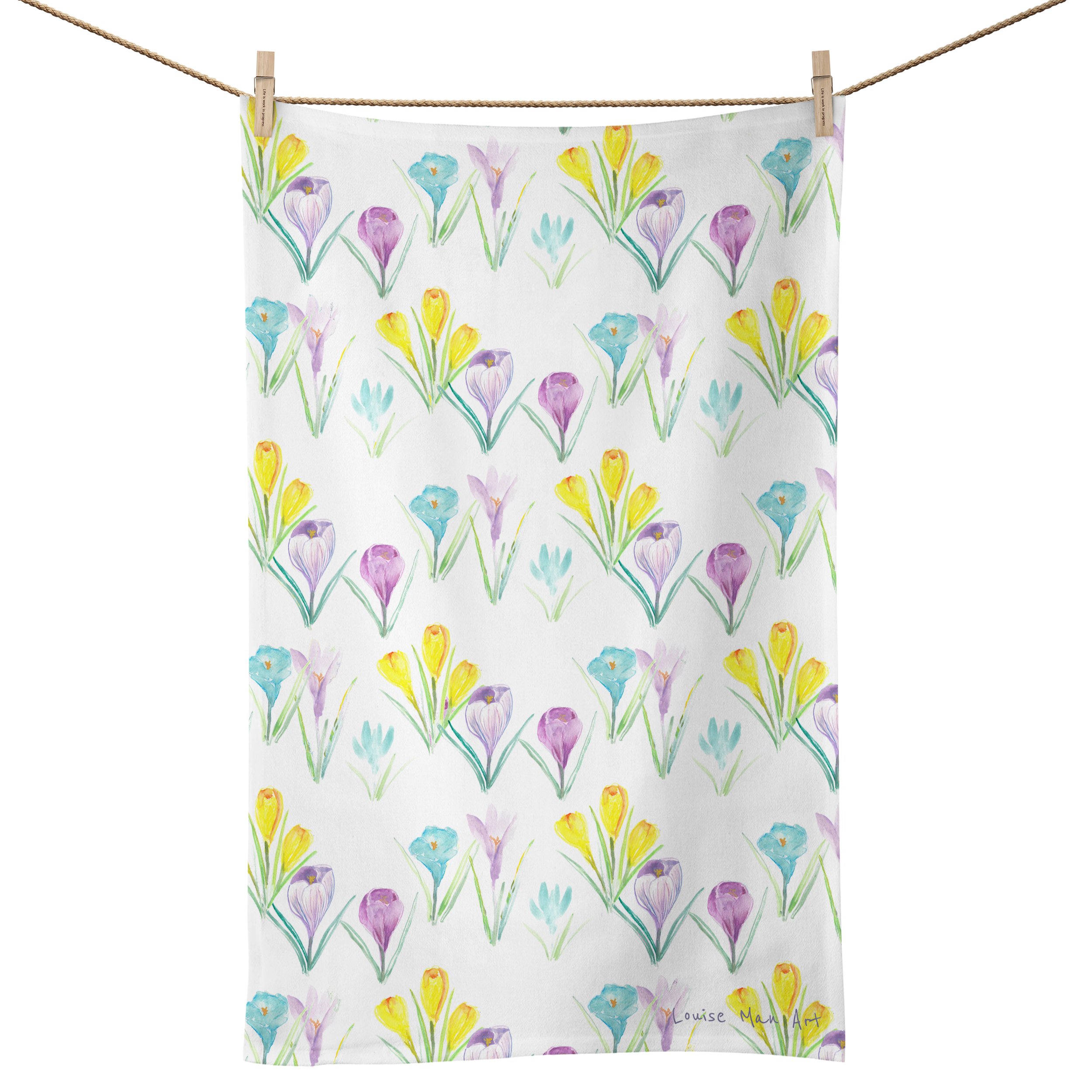 Crocus tea towel by Louise Man