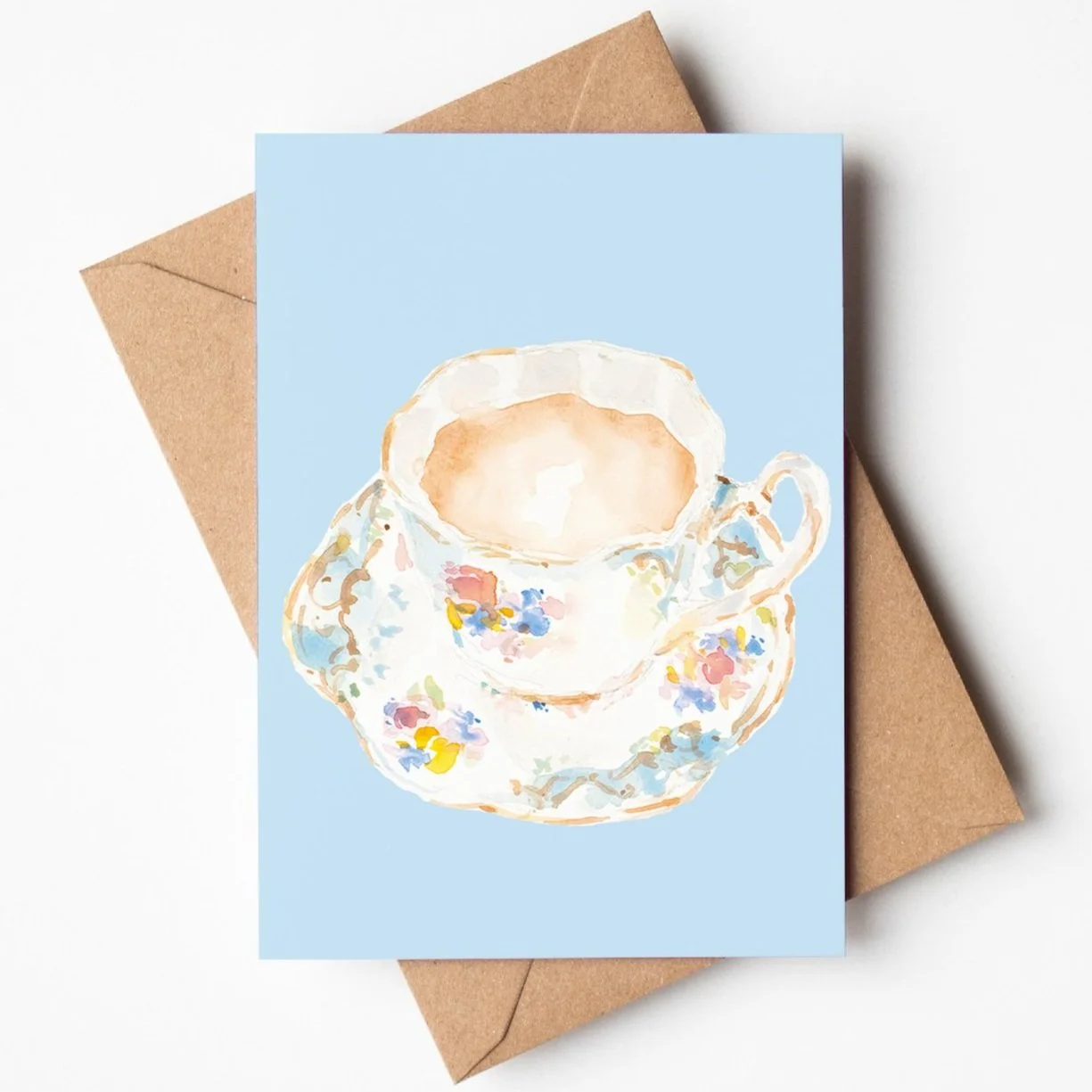 tea cup greetings card by Louise Man