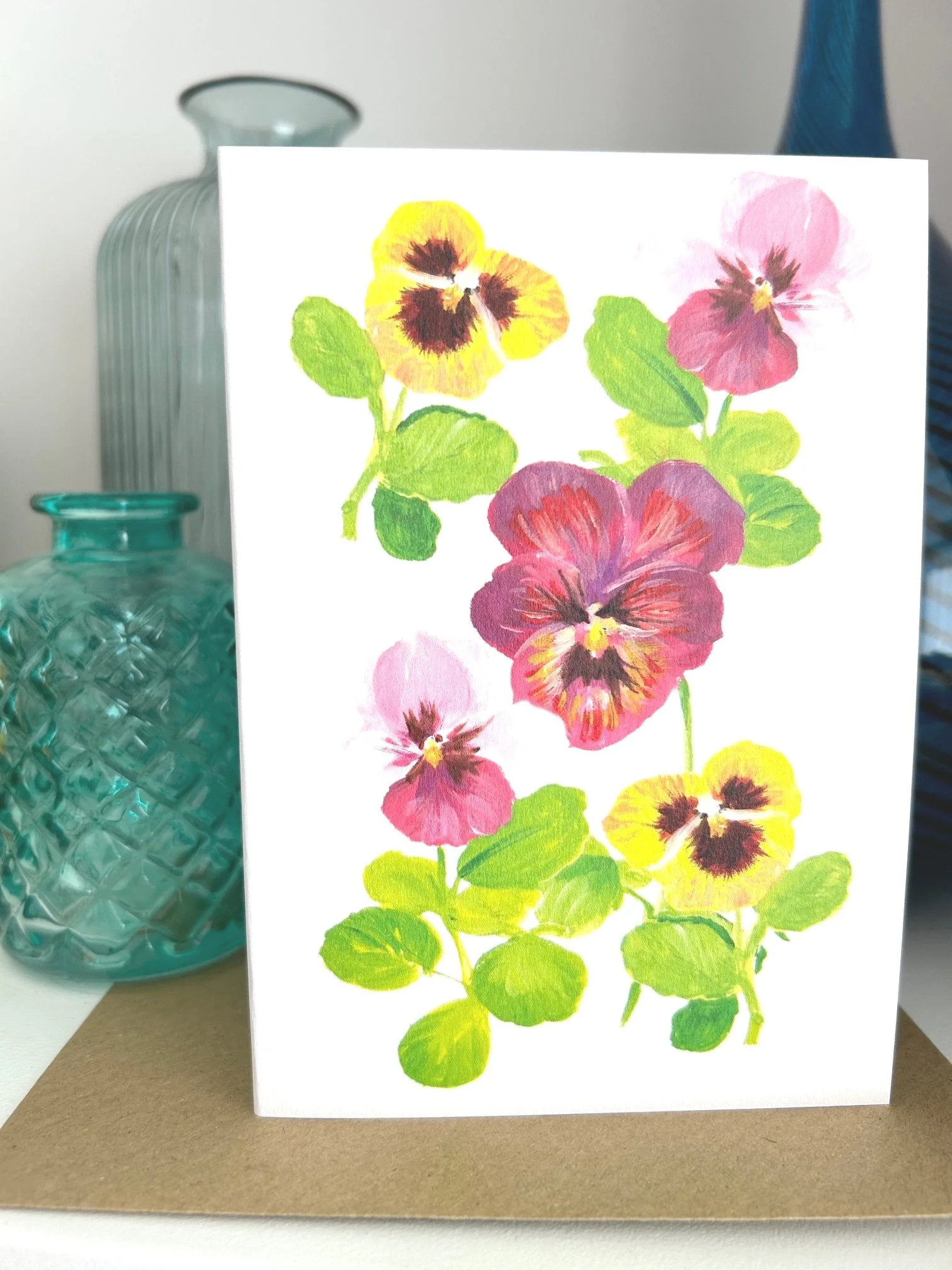 Spring pansies card by Louise Man