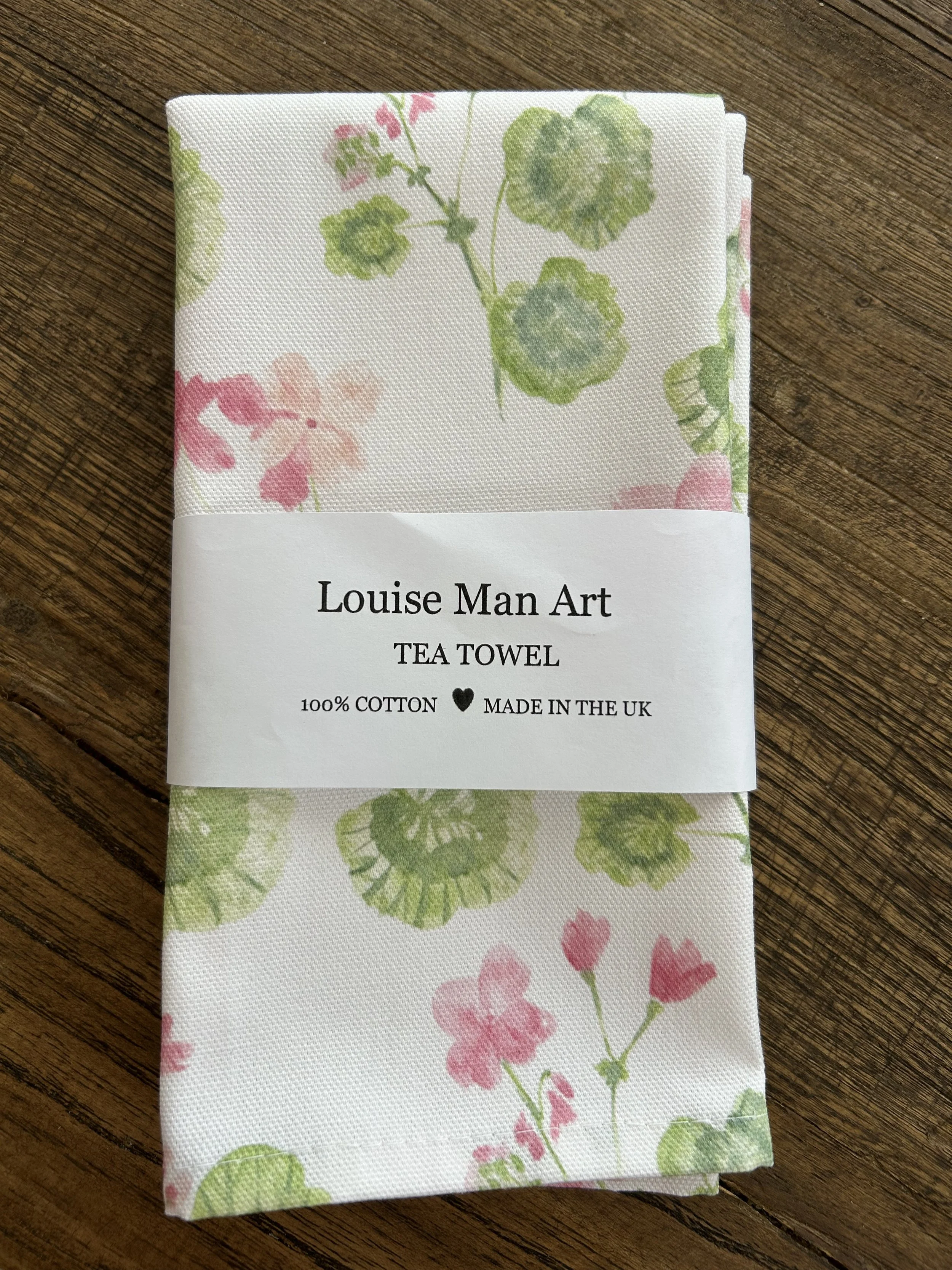 Geranium Tea Towel by Louise Man Art