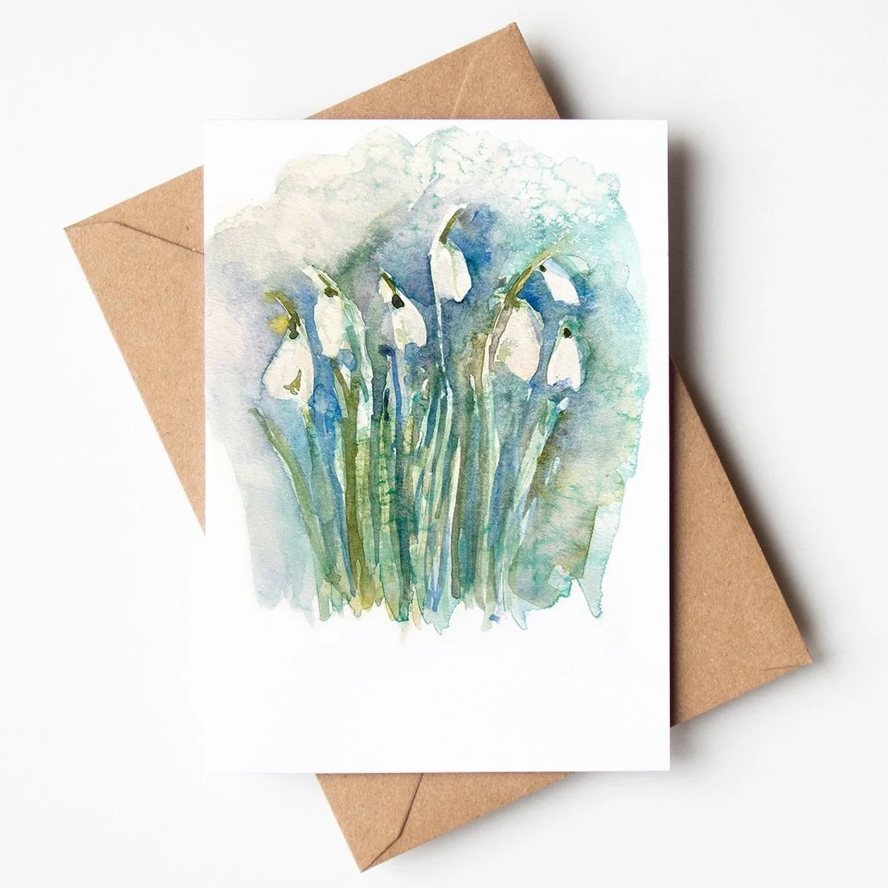 Snowdrops greetings card by Louise Man