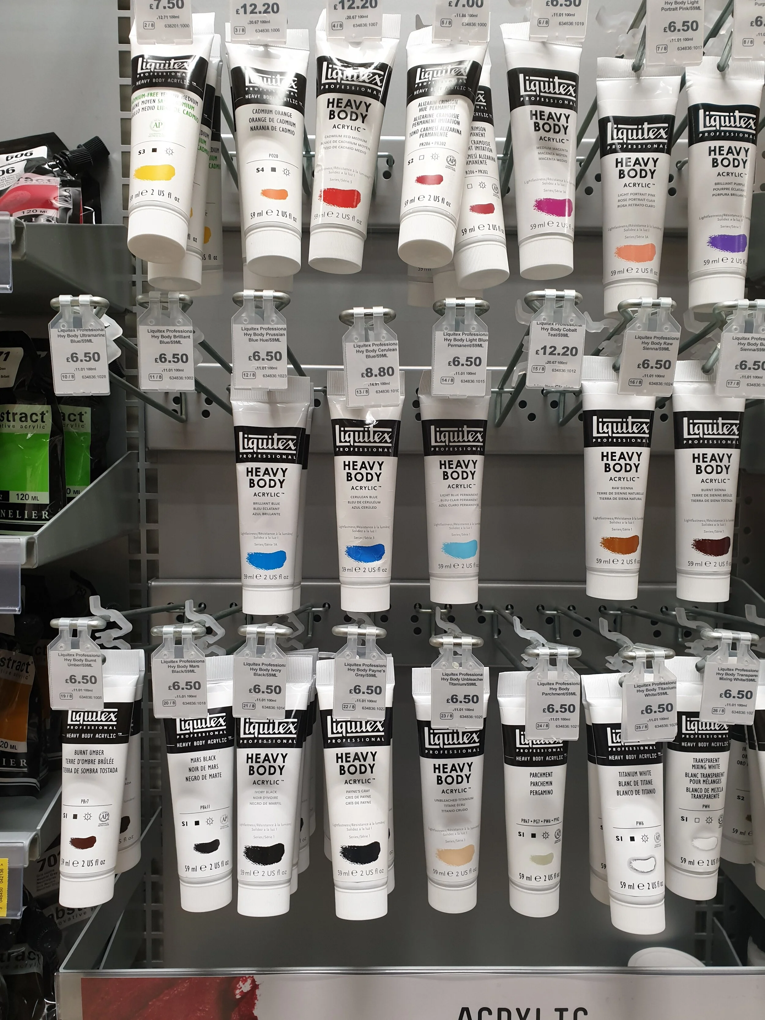 Liquitex offer a range of ‘heavy body’ acrylics which are great for layering and building tone, always a treat when I can afford the little extra!