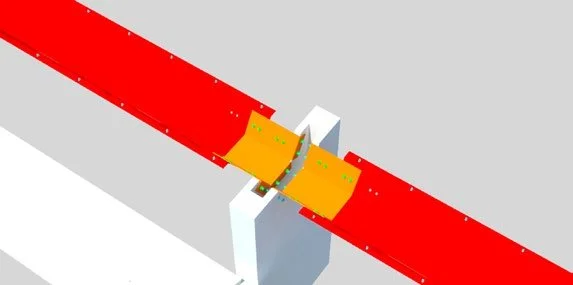 View of the desk's underside or structural components, showing how the modules connect for easy assembly and disassembly.