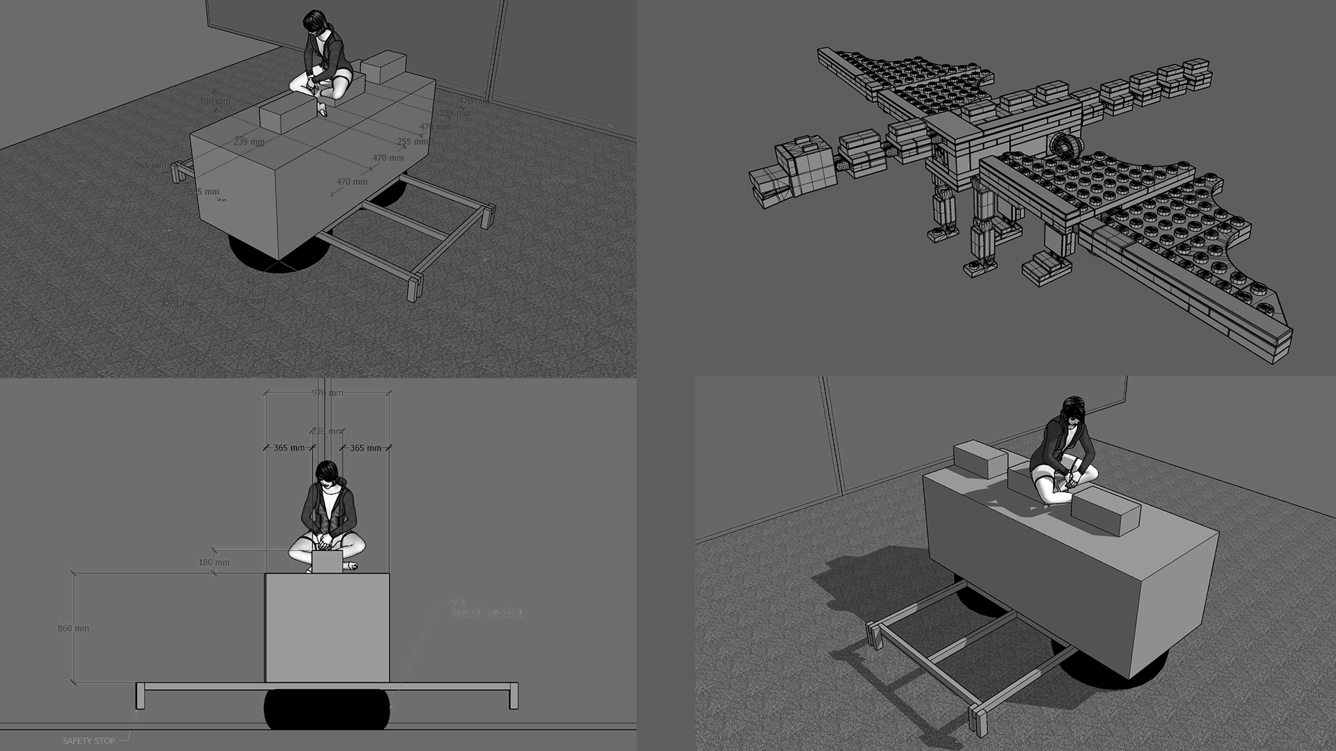 Setdesign / Rigging for Ender Dragon / Build in studio