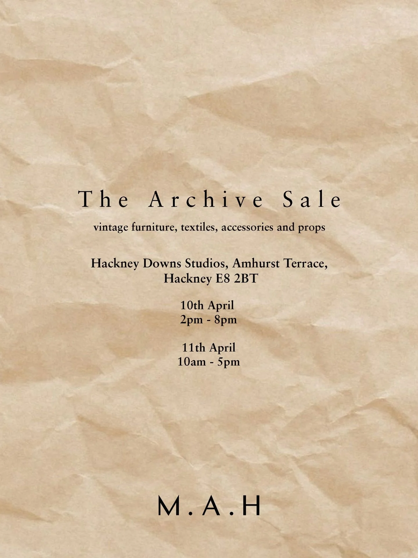 An Invitation to the Archive.

We are thrilled to invite you to our first-ever archive sale. 

We&rsquo;re opening the doors to a curated collection of one-off art pieces, vintage furniture, textiles and accessories gathered from around the world. 

