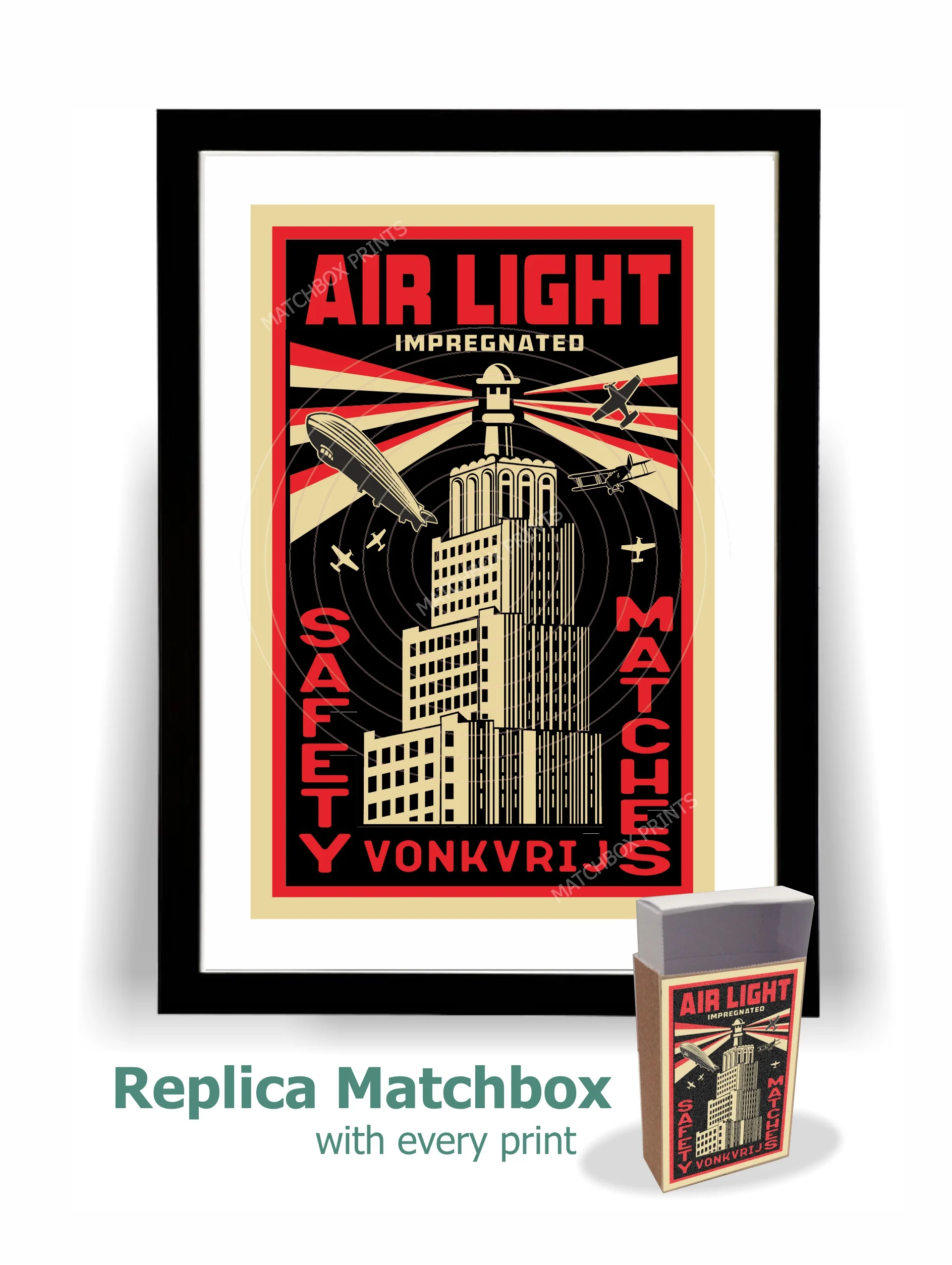 Air Light 1935 Dutch Matchbox Label Print