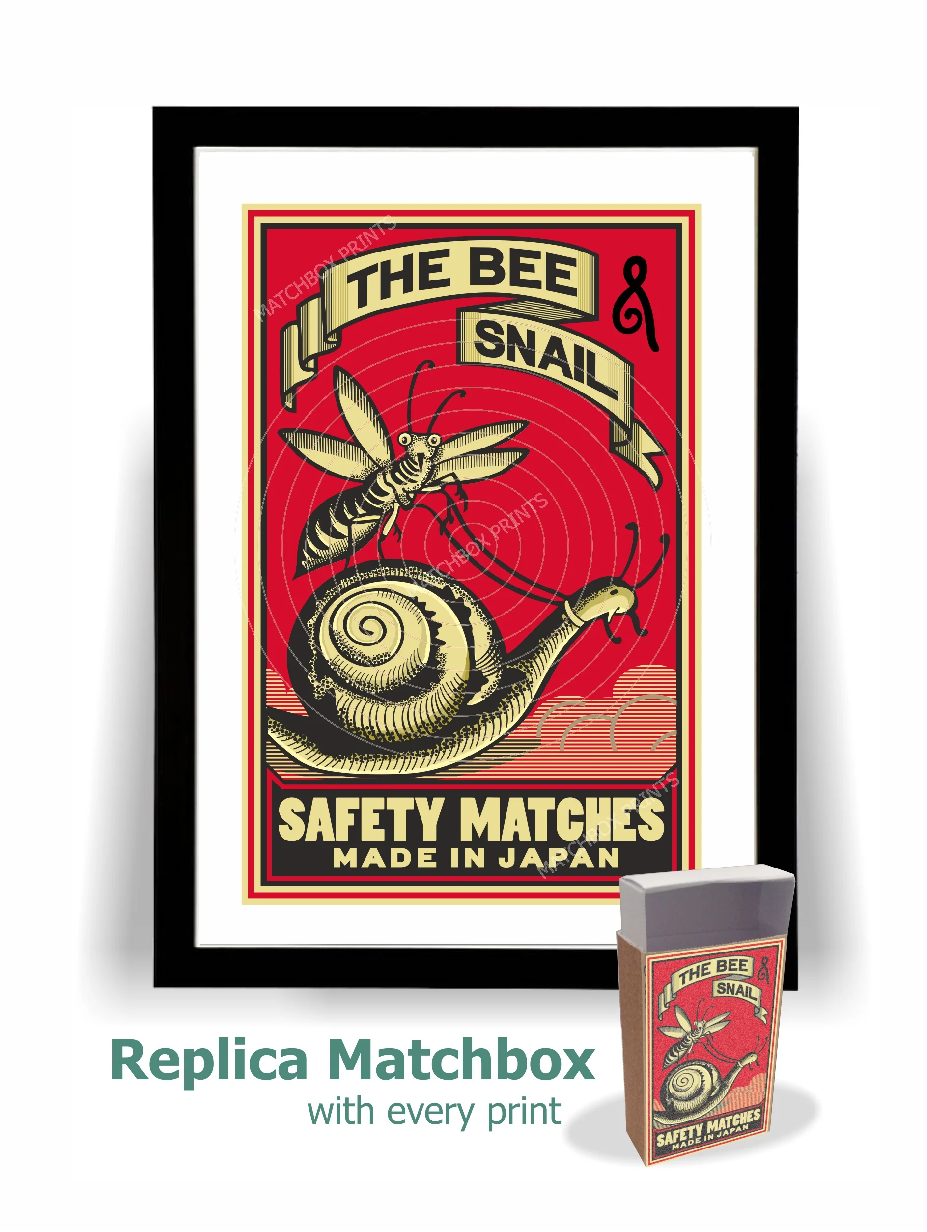 Bee and Snail Japan Matchbox Print