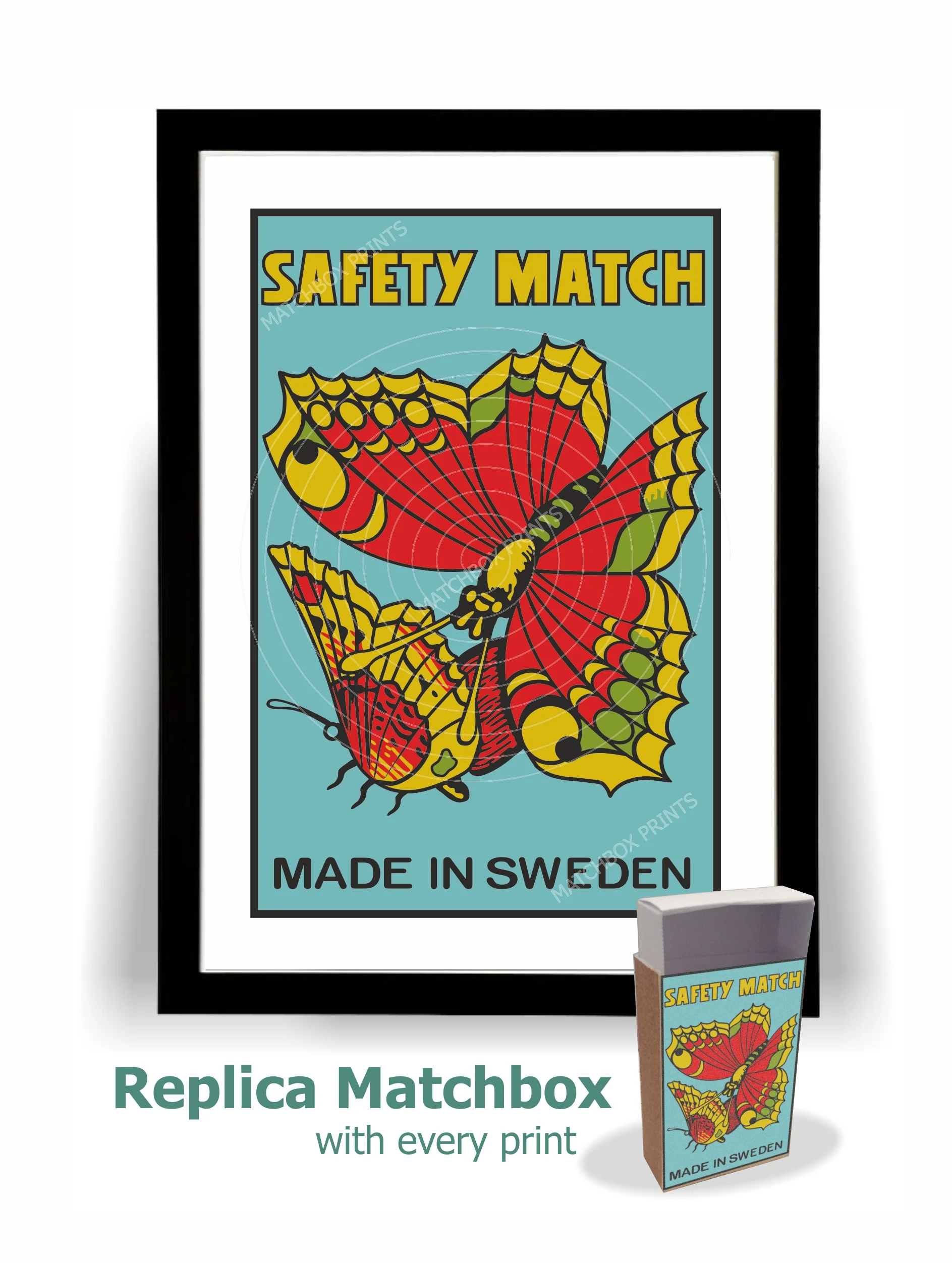 Swedish Butterfly Matchbox Label Print