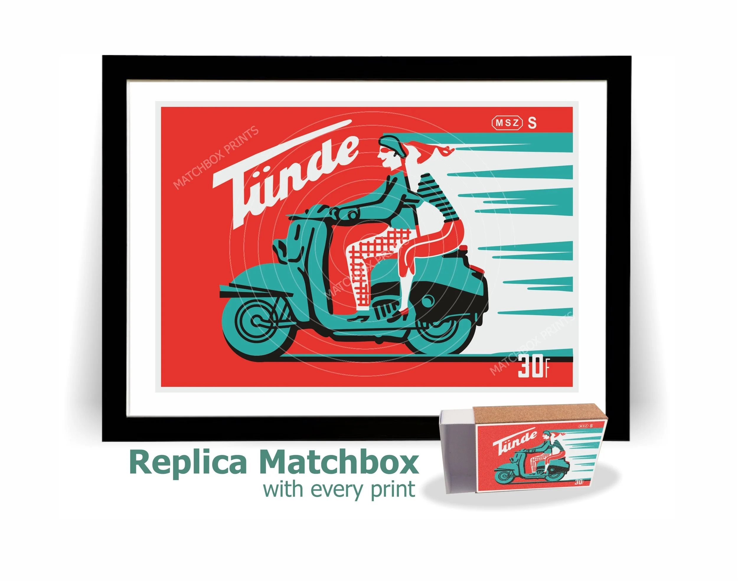 Tunde Motorcycle Matchbox Label Print