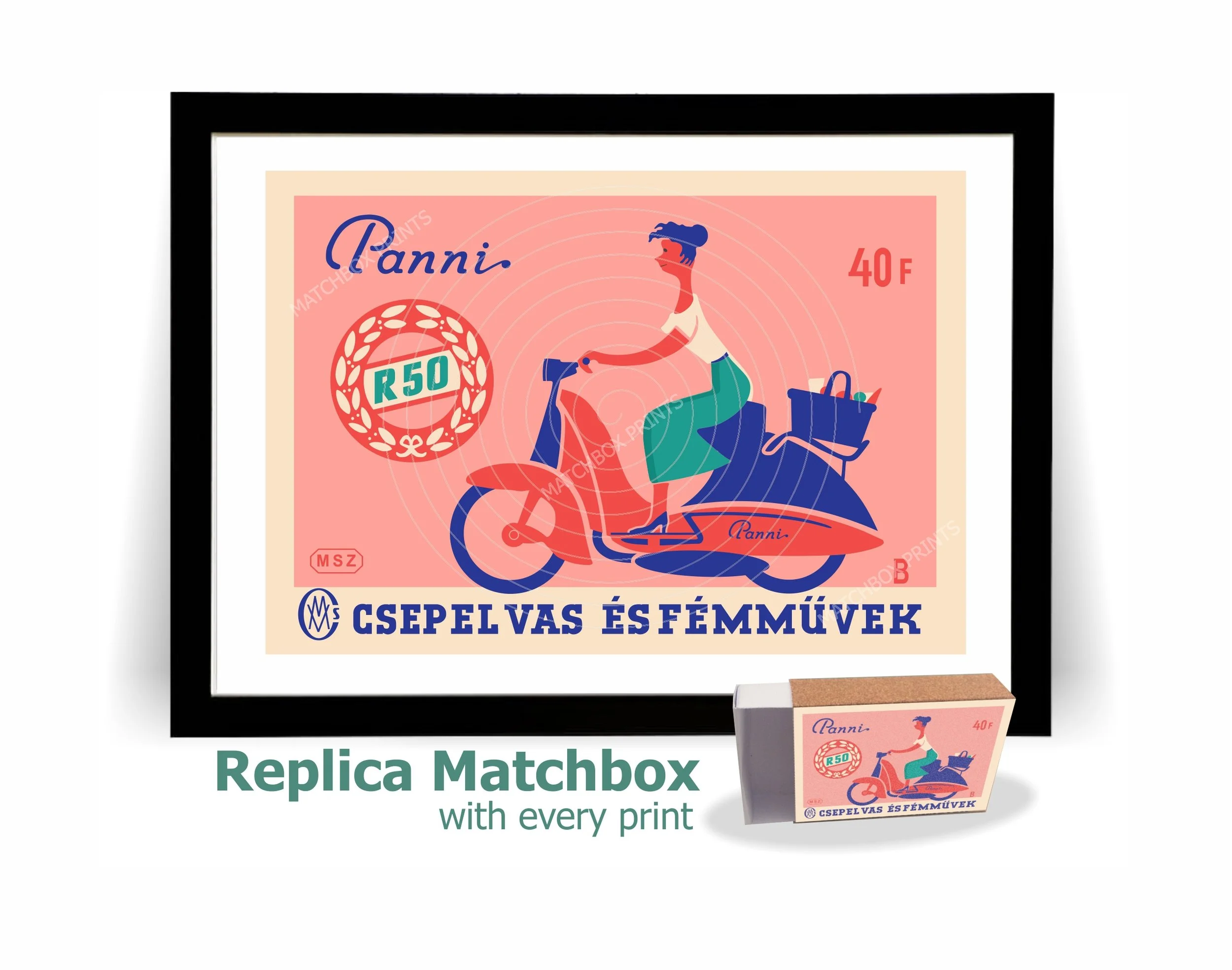 Panni Motor Scooter Matchbox Label Print