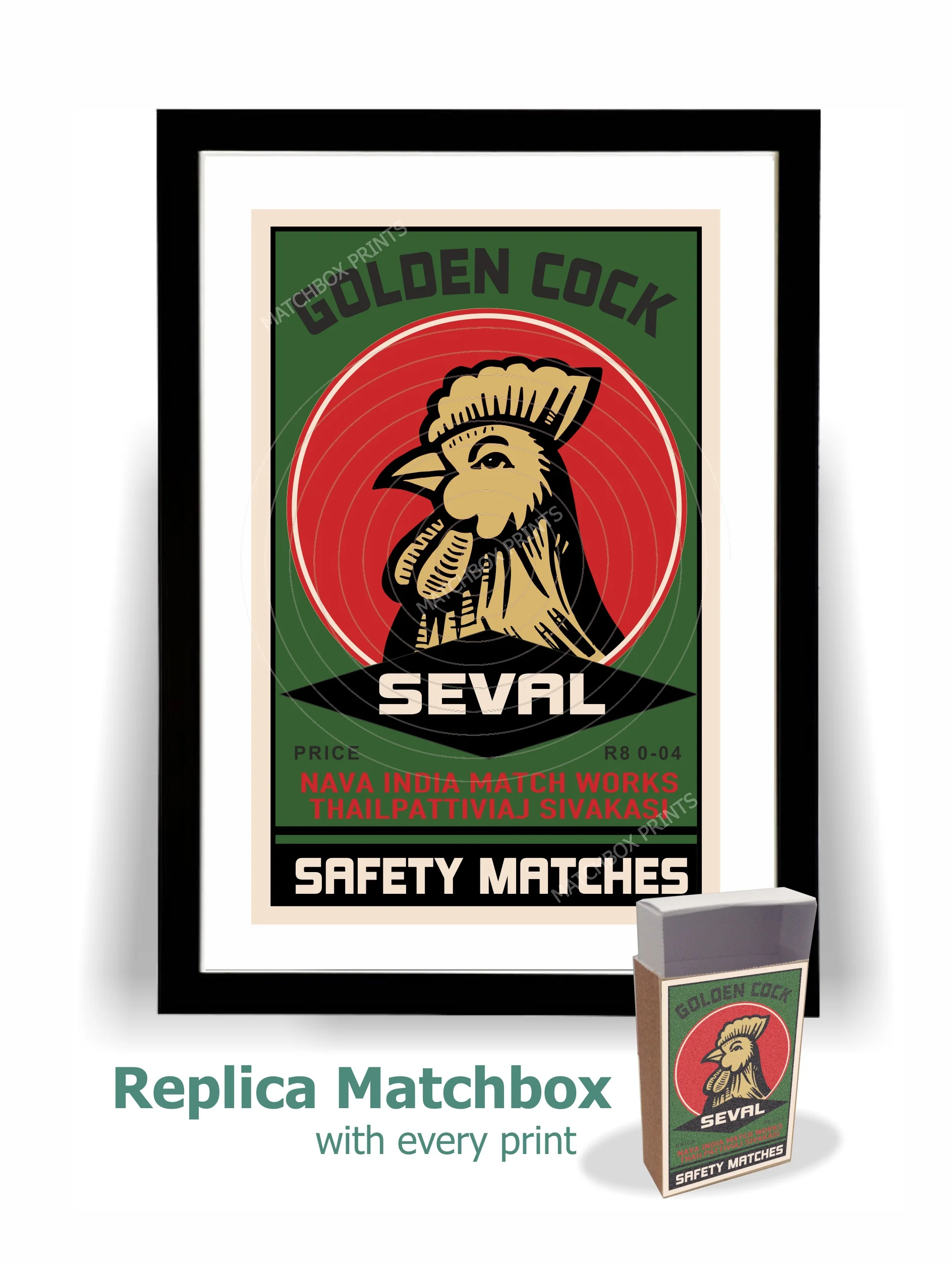 Golden Cock Indian Matchbox Print