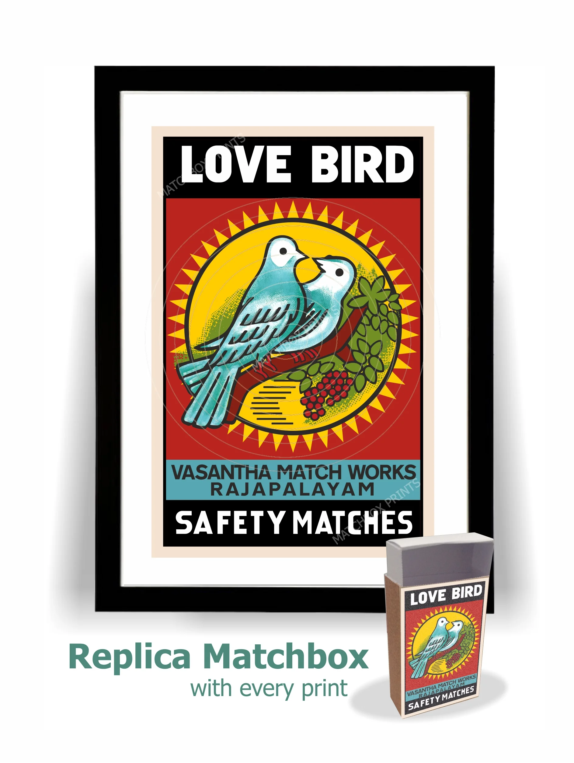 Love Bird Indian Matchbox Print