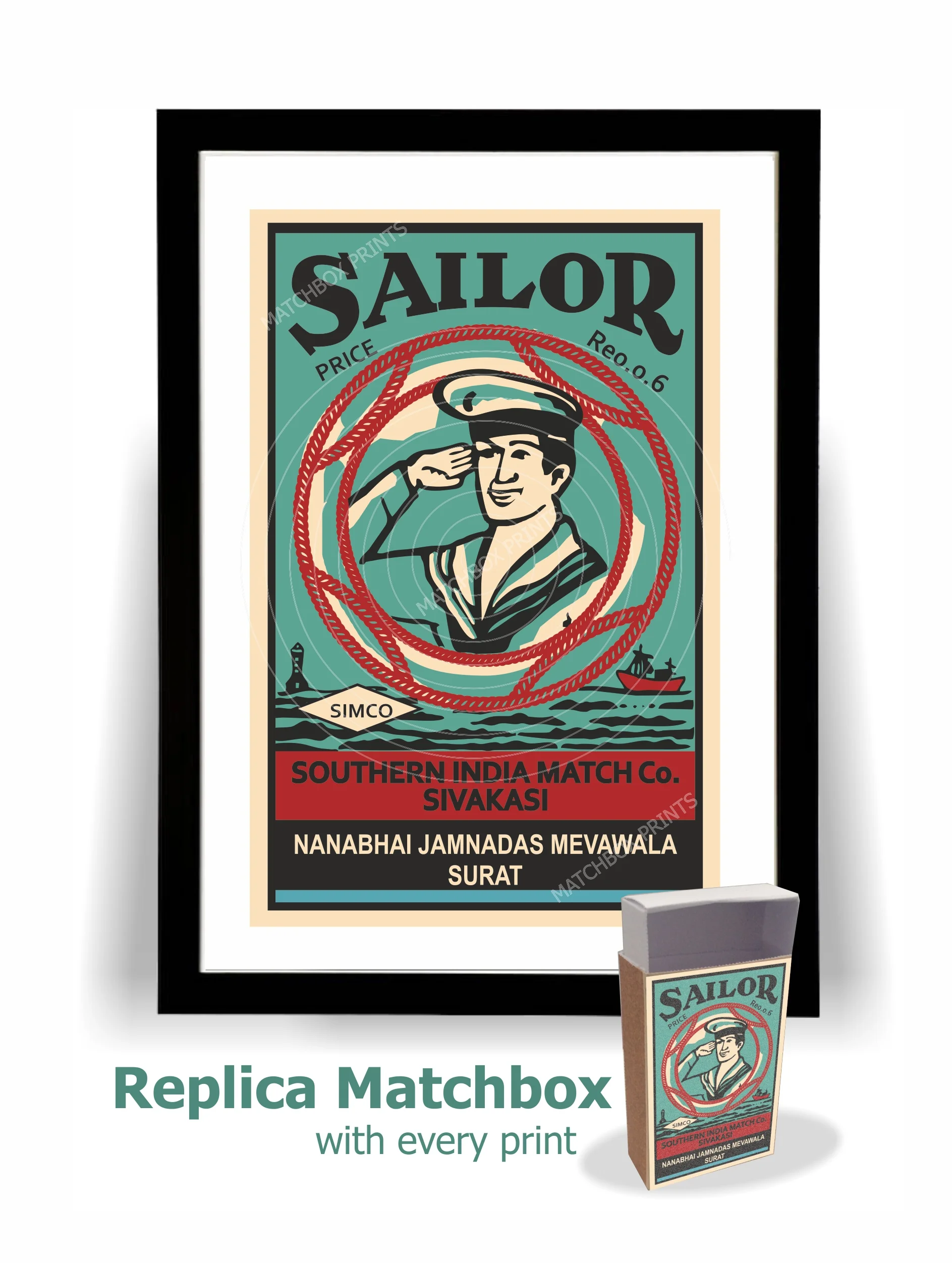 Sailor Indian Matchbox Print