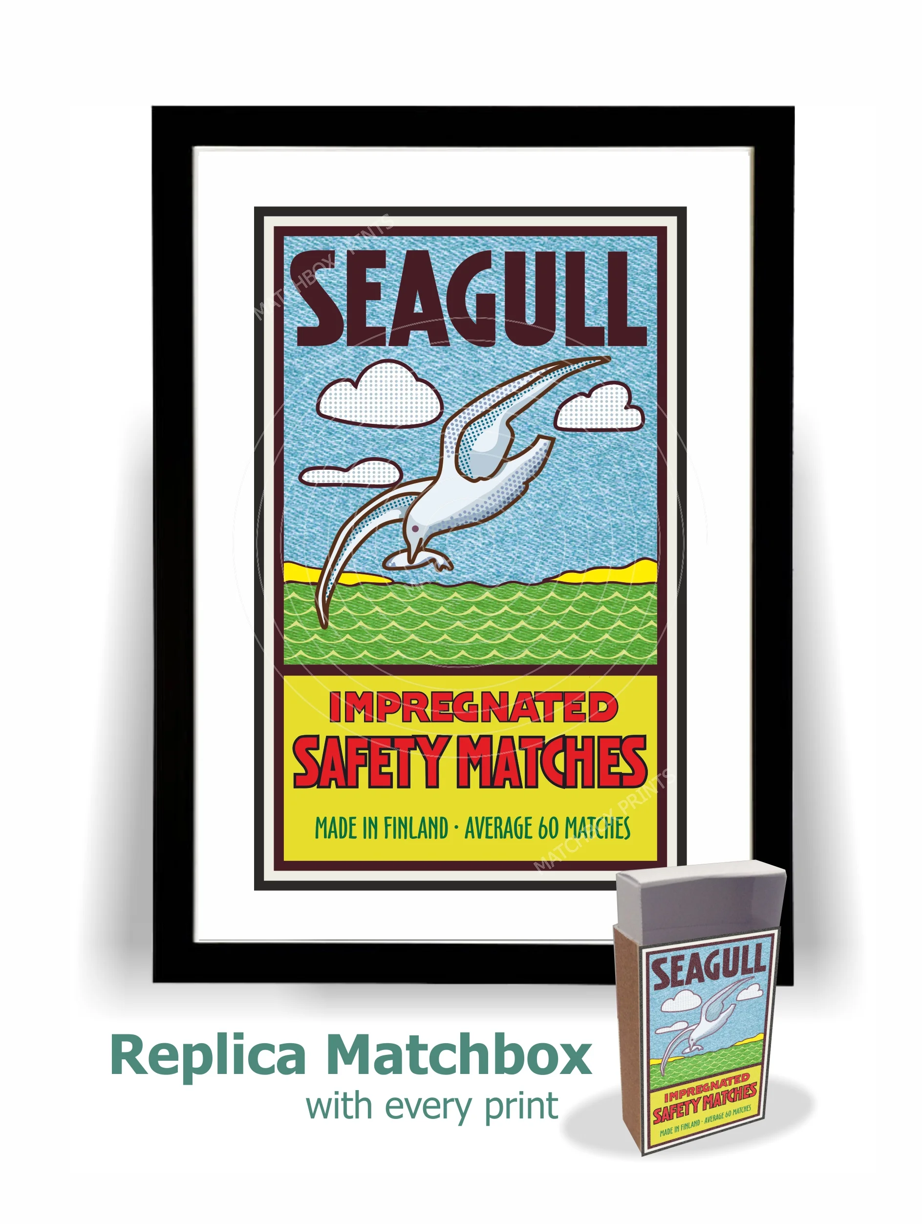 Seagull Finland Safety Matchbox Label Print