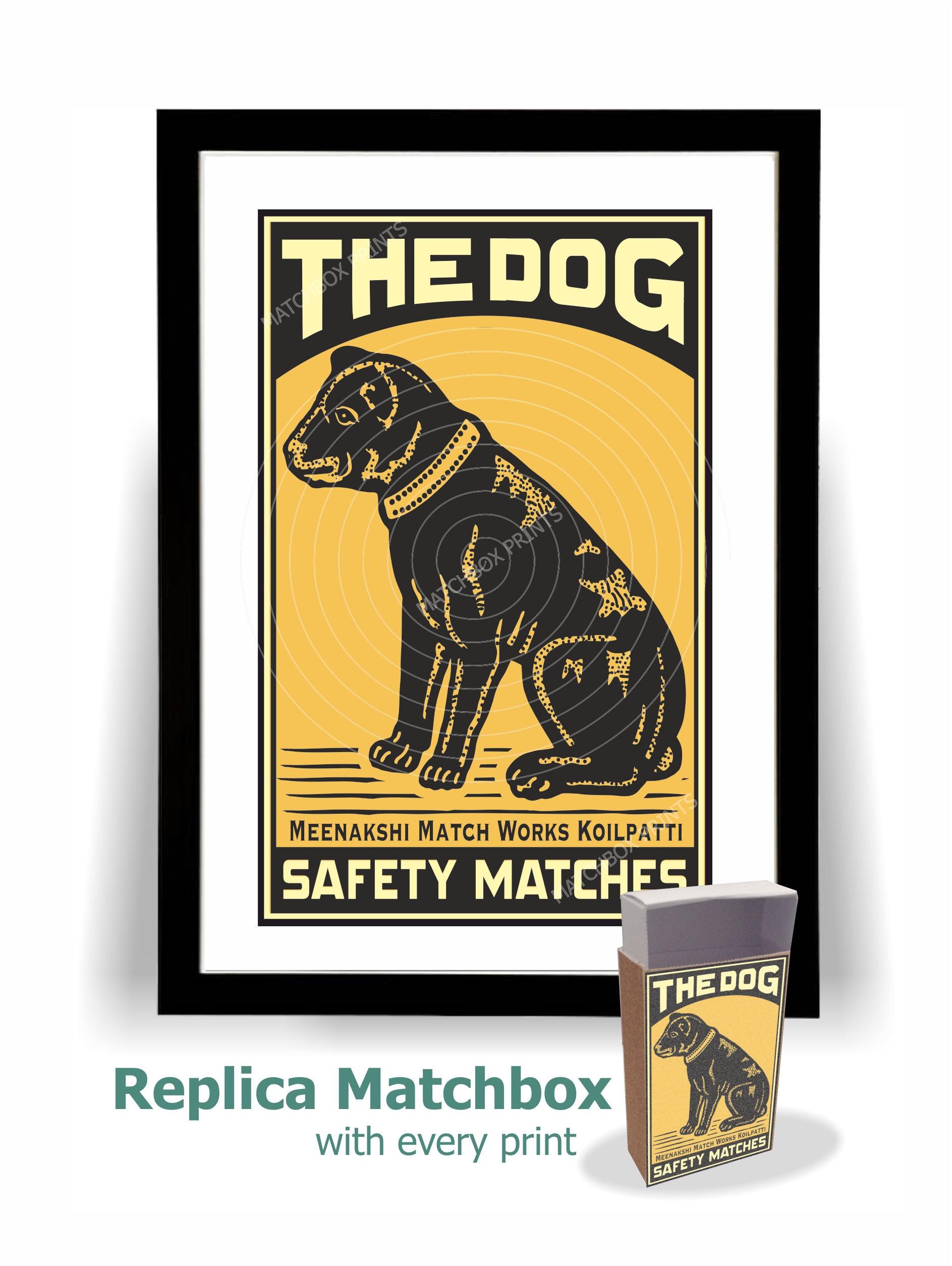 The Dog Indian Matchbox Label Print