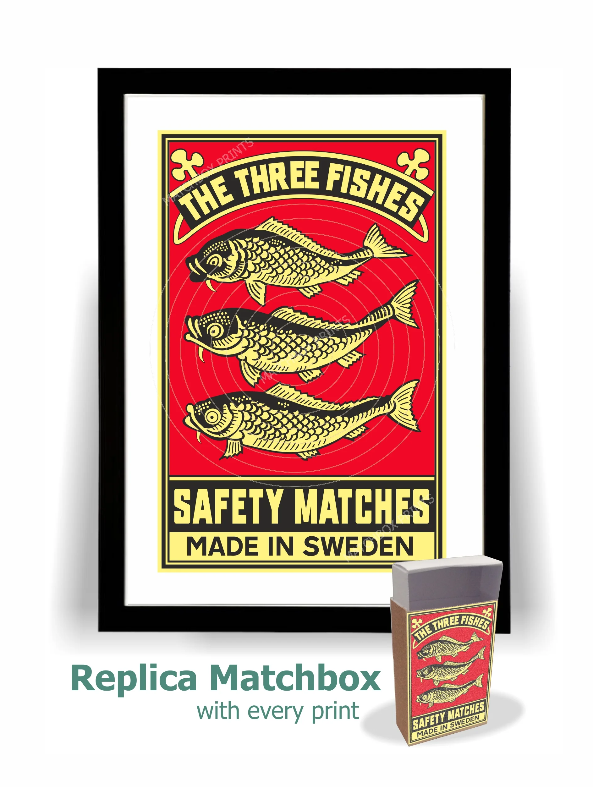 Three Fishes Matchbox Print