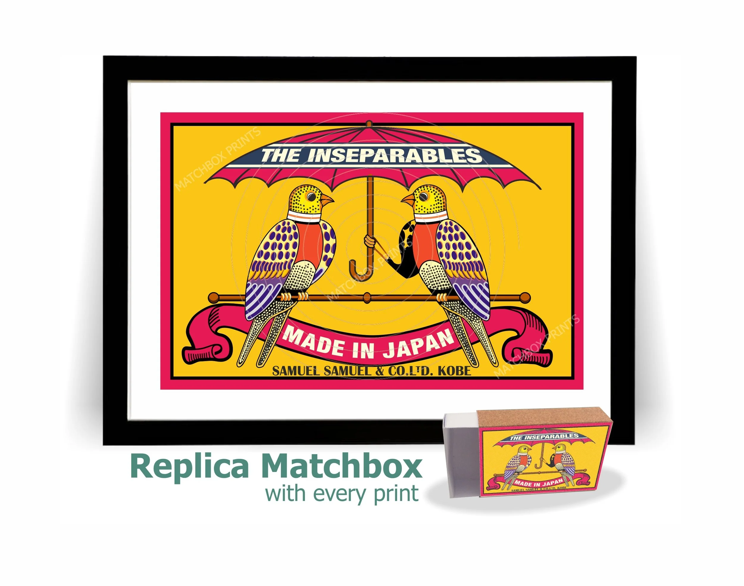 The Inseparables Japanese Birds Matchbox Label