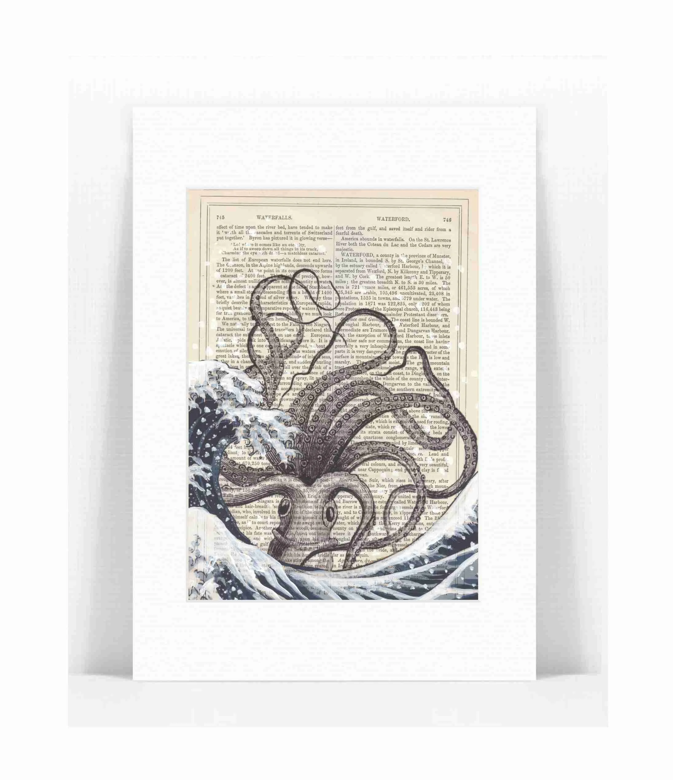 Hokusai's Great Wave with Octopus Paint Print
